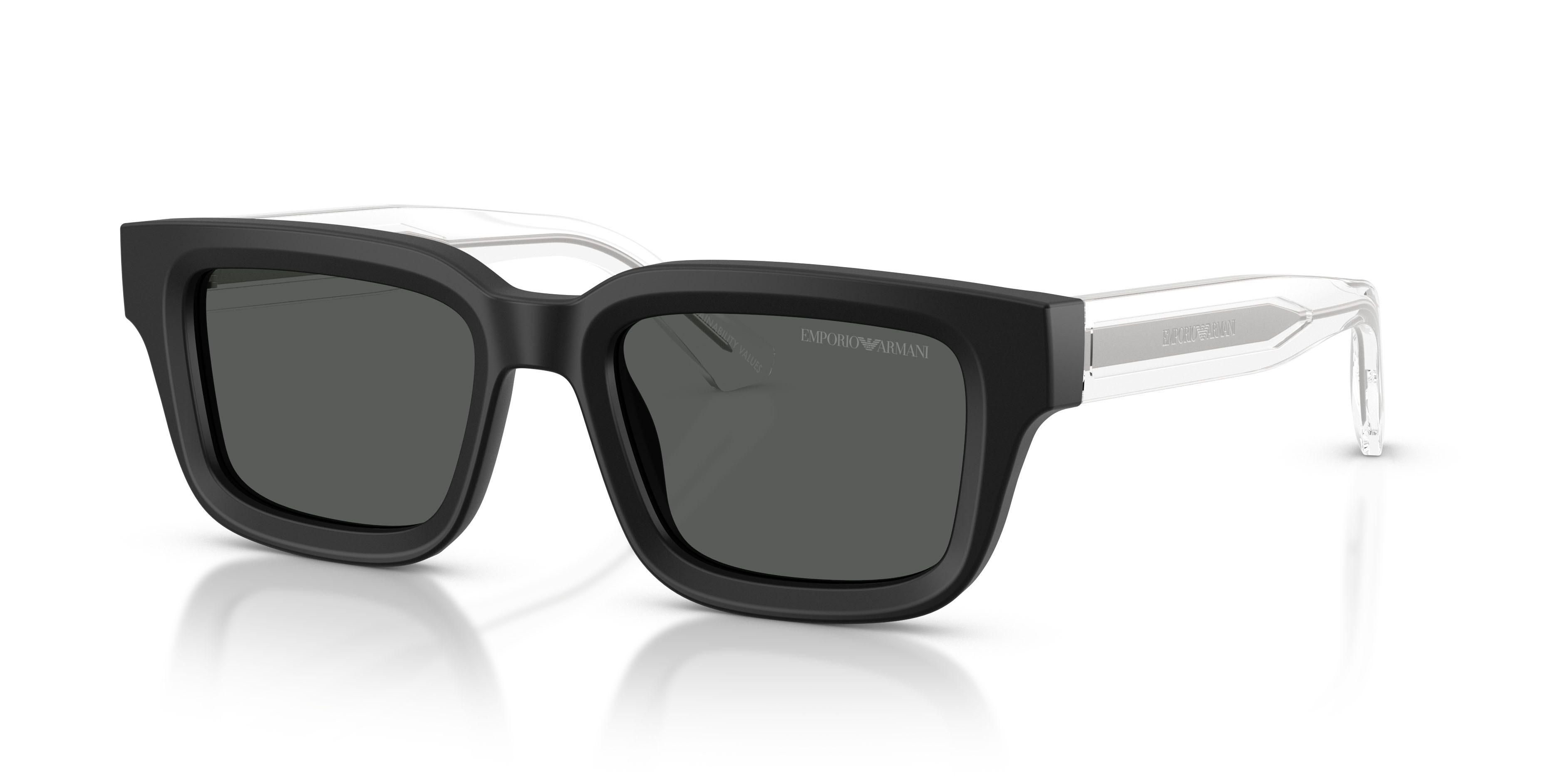 Occhiali da sole Emporio Armani EA 4270 (500187) colore nero opaco forma irregolare lenti grigio scuro