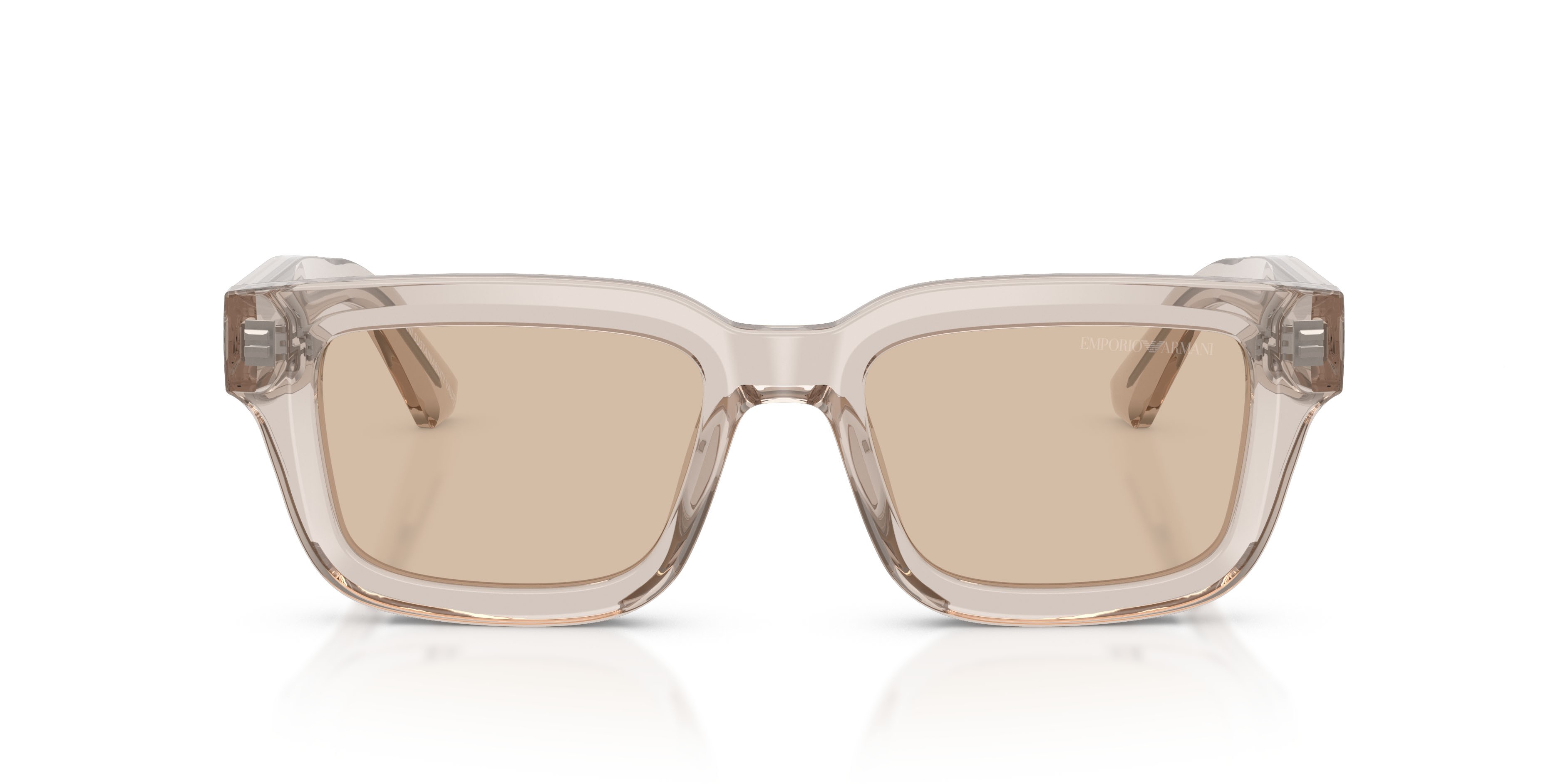 Occhiali da sole Emporio Armani EA 4270 (636393) colore tundra brillante trasparente forma irregolare lenti marrone chiaro
