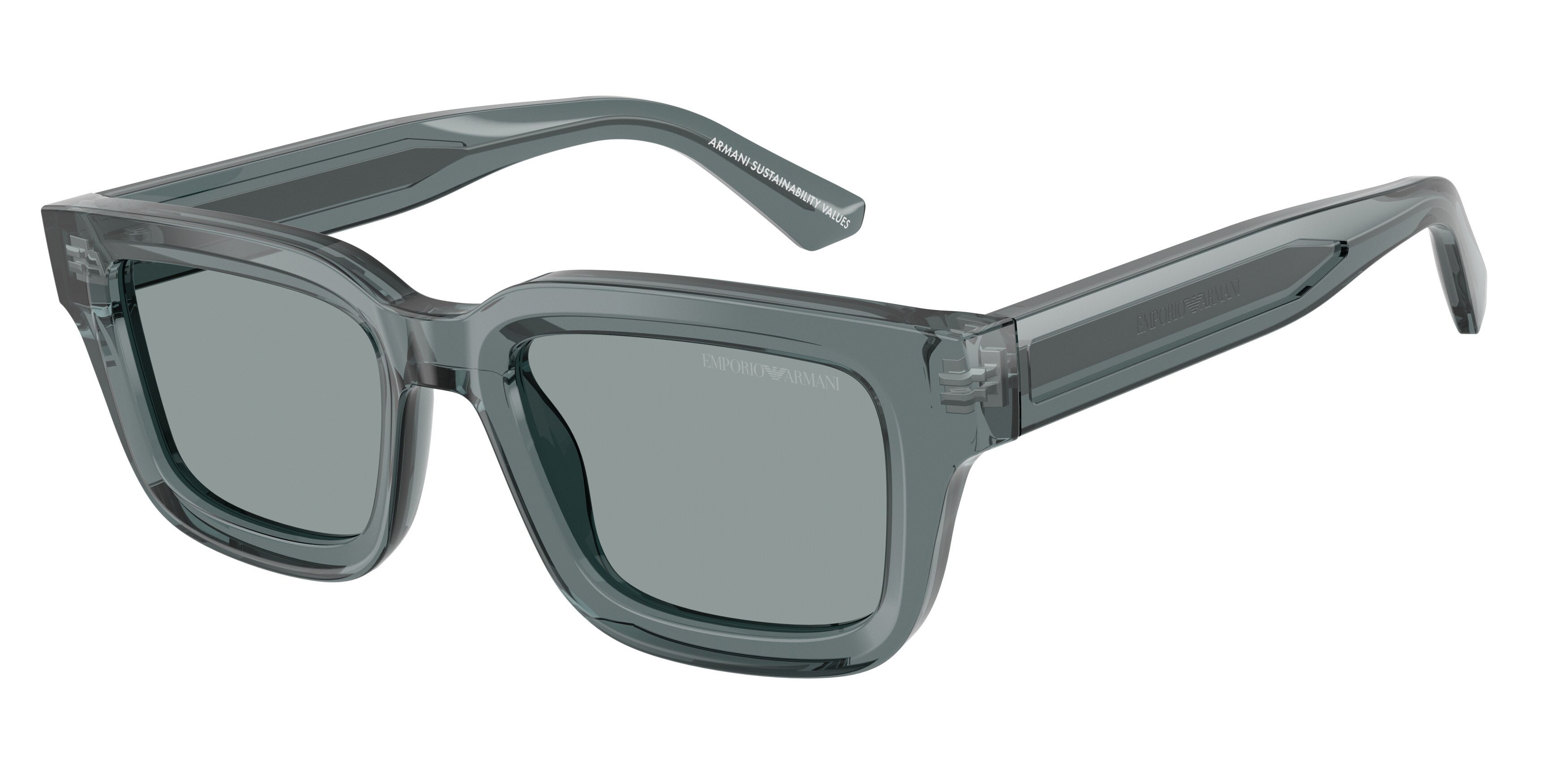 Occhiali da sole Emporio Armani EA 4270 (6364/1) colore grigio trasparente lucido forma irregolare lenti grigio scuro