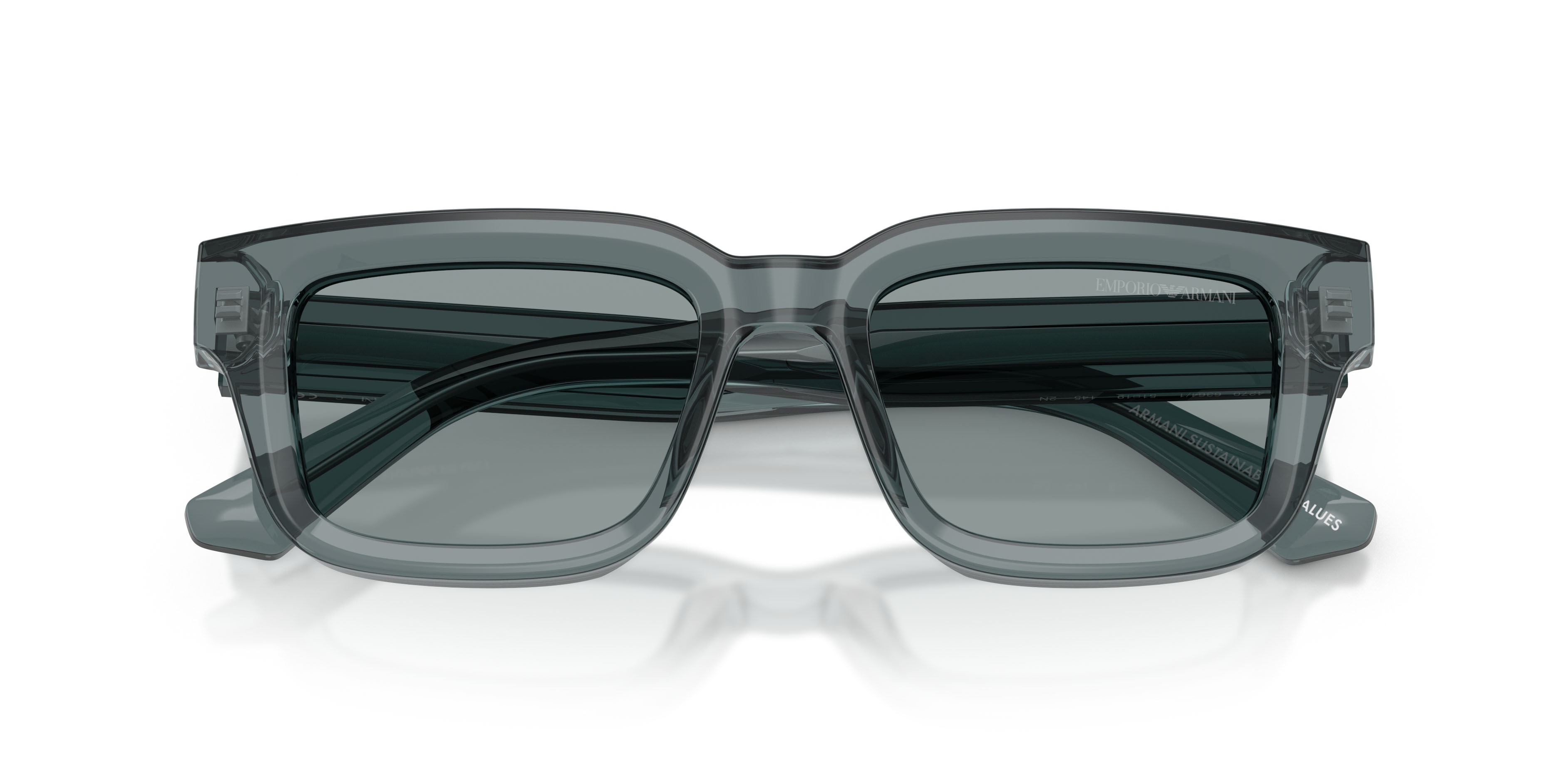 Occhiali da sole Emporio Armani EA 4270 (6364/1) colore grigio trasparente lucido forma irregolare lenti grigio scuro