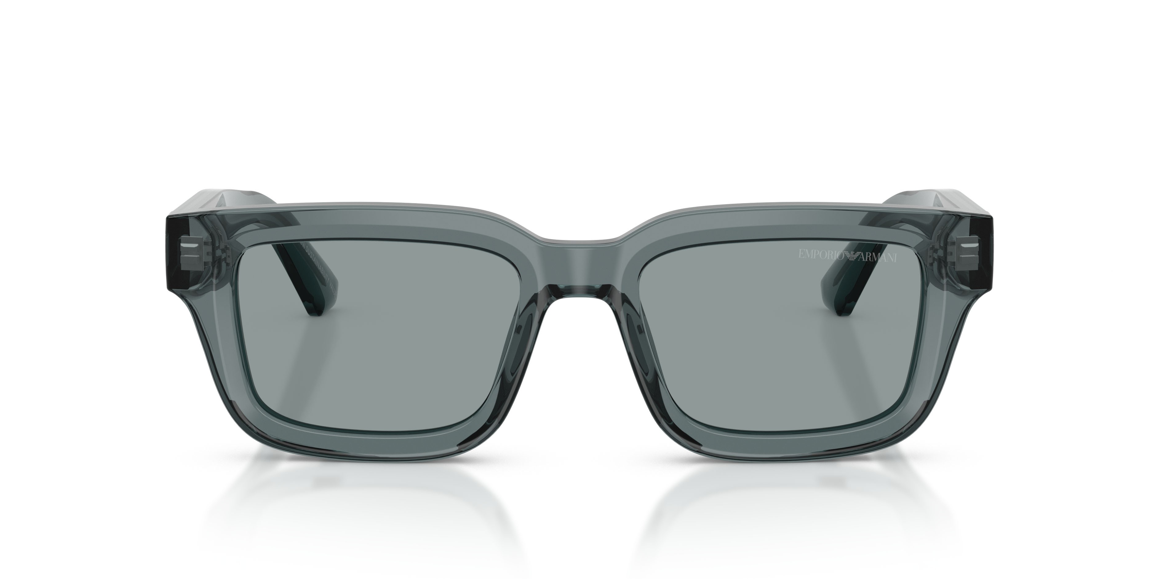 Occhiali da sole Emporio Armani EA 4270 (6364/1) colore grigio trasparente lucido forma irregolare lenti grigio scuro