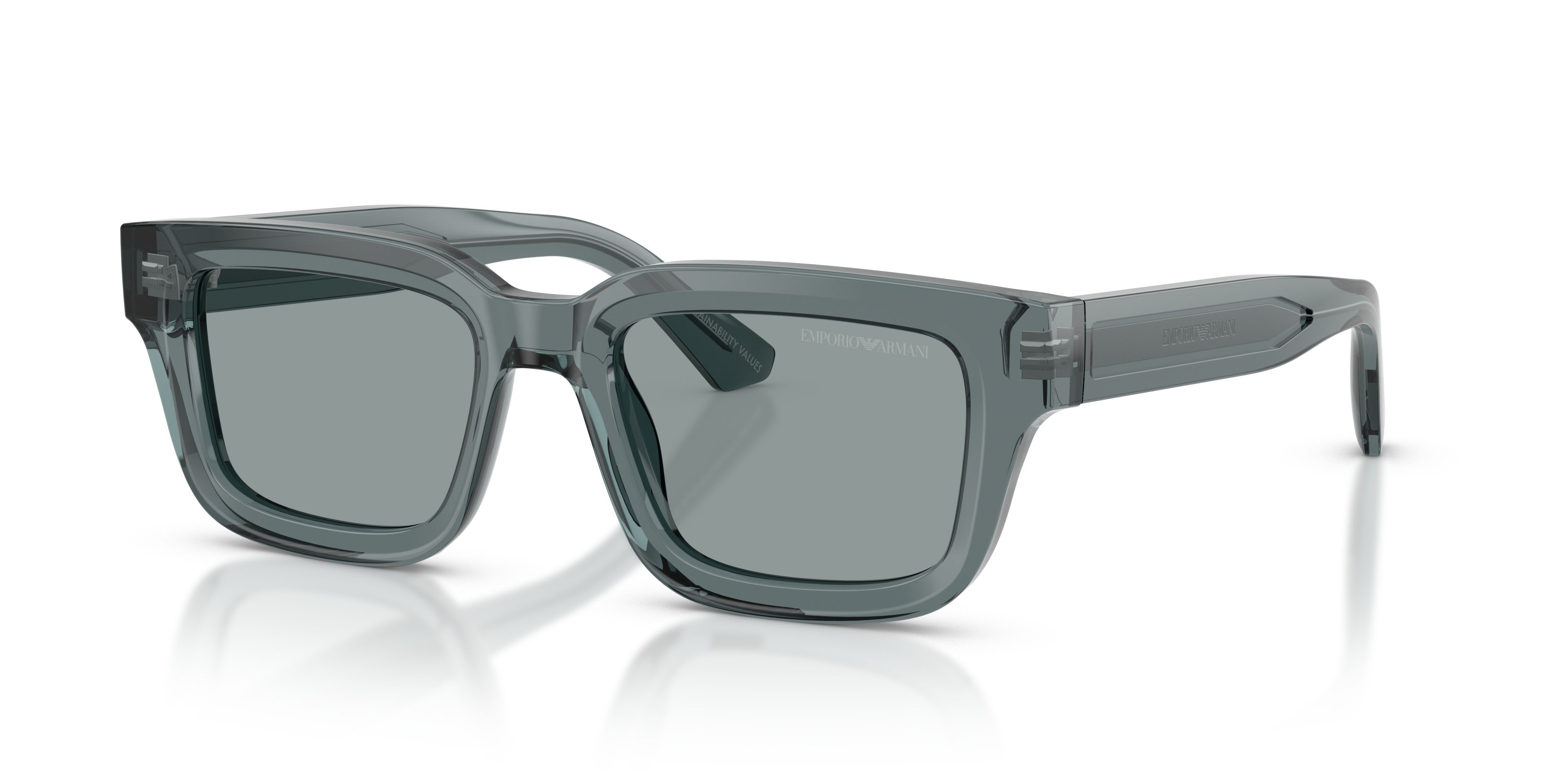 Occhiali da sole Emporio Armani EA 4270 (6364/1) colore grigio trasparente lucido forma irregolare lenti grigio scuro