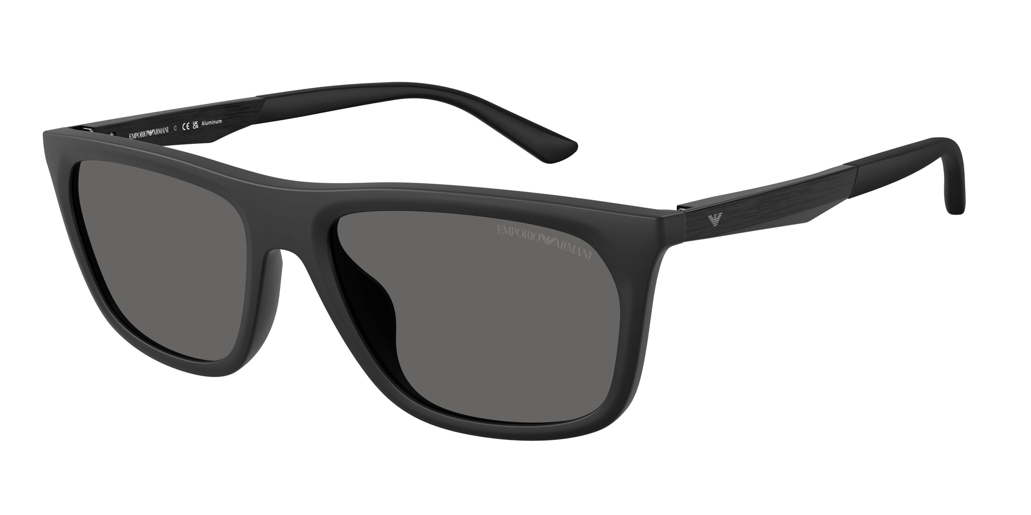 Occhiali da sole Emporio Armani EA 4272U (500187) colore nero opaco forma quadrato lenti grigio scuro