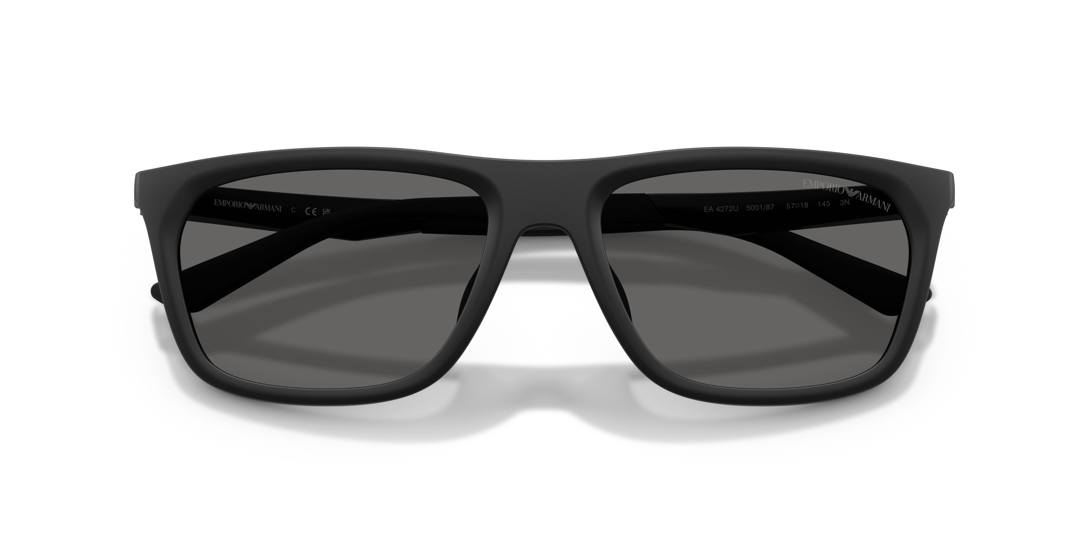 Occhiali da sole Emporio Armani EA 4272U (500187) colore nero opaco forma quadrato lenti grigio scuro