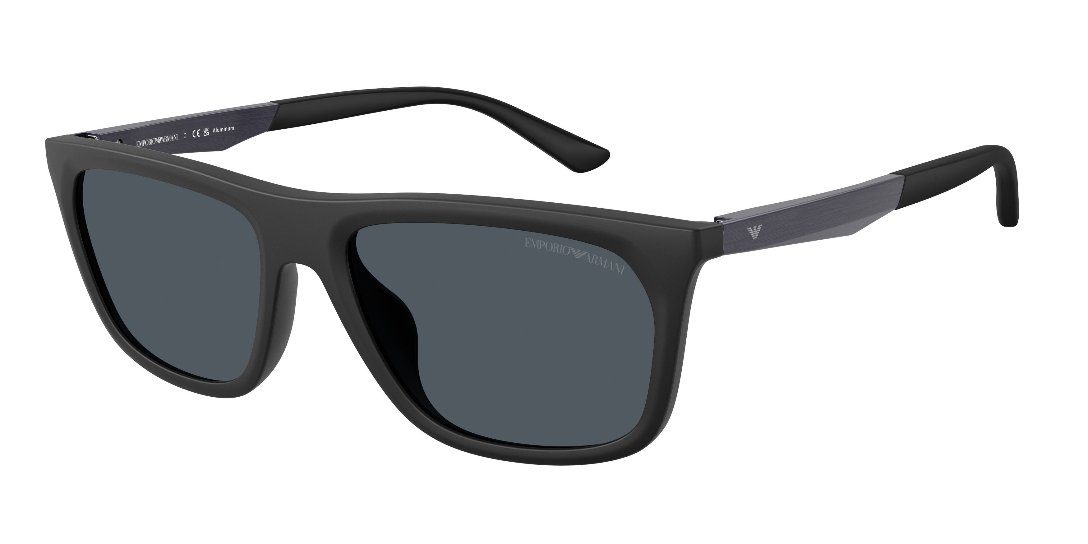 Occhiali da sole Emporio Armani EA 4272U (637387) colore nero opaco forma quadrato lenti grigio scuro