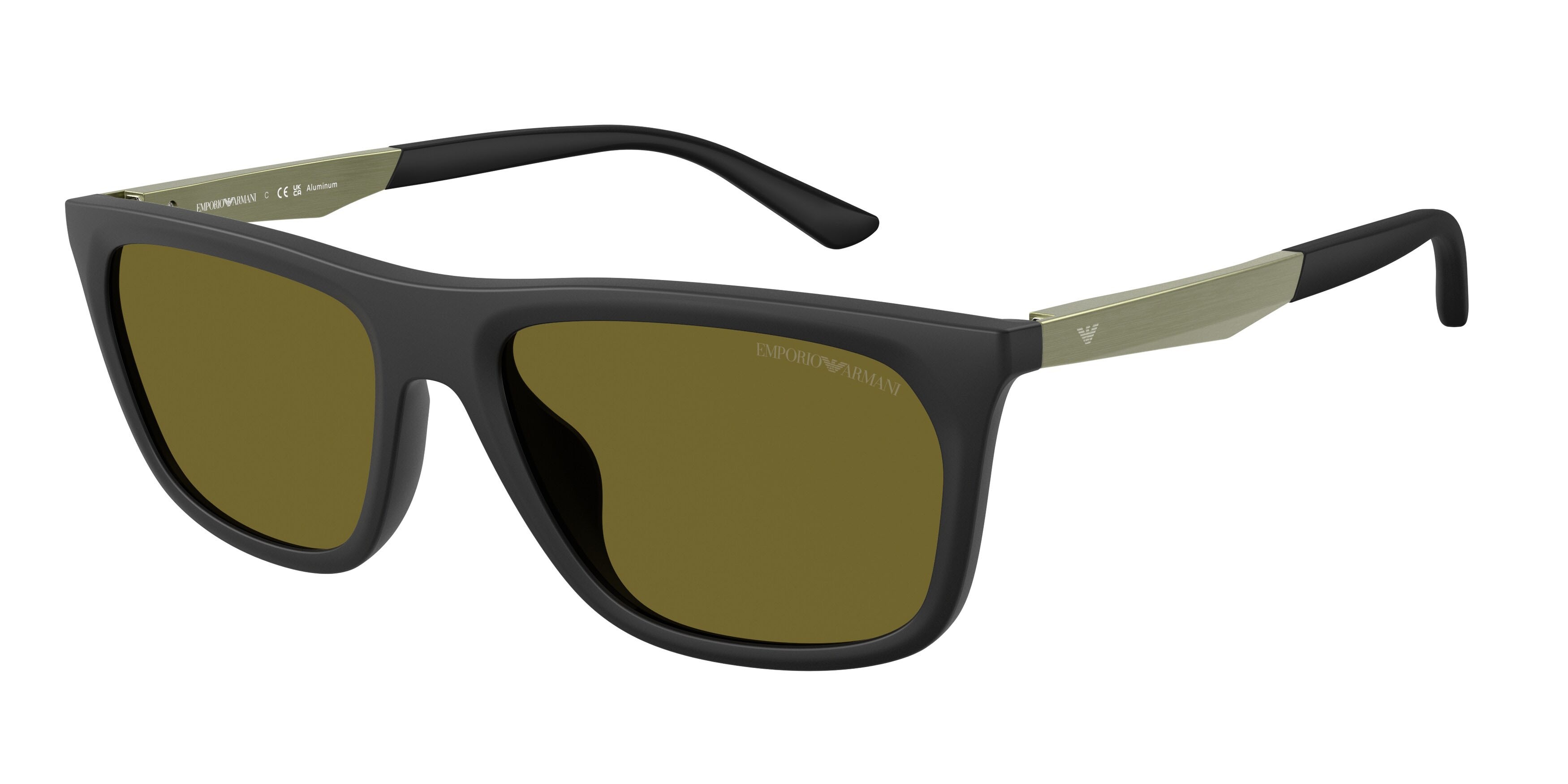Occhiali da sole Emporio Armani EA 4272U (6374/2) colore nero opaco forma quadrato lenti verde scuro