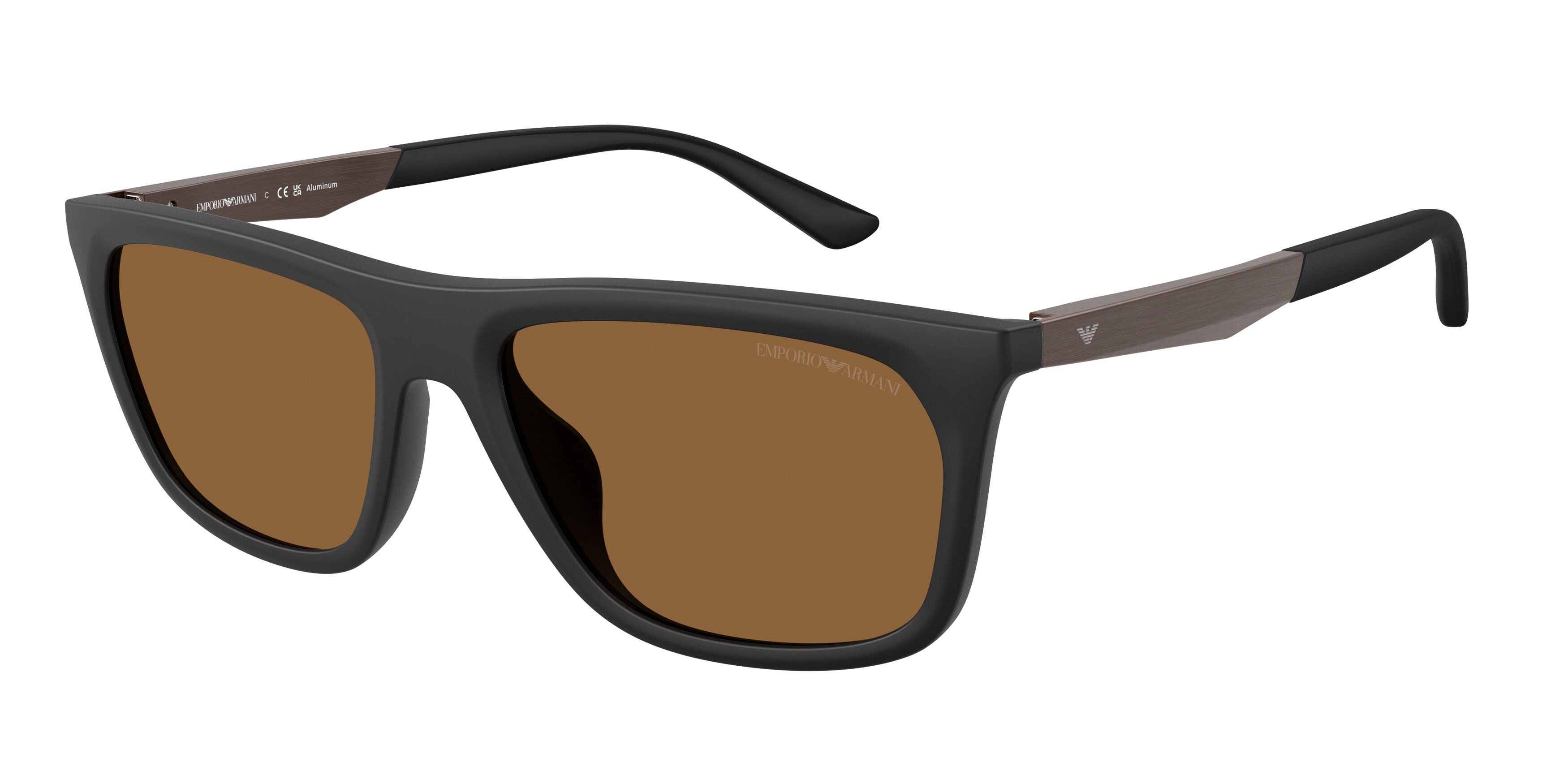 Occhiali da sole Emporio Armani EA 4272U (637573) colore nero opaco forma quadrato lenti marrone