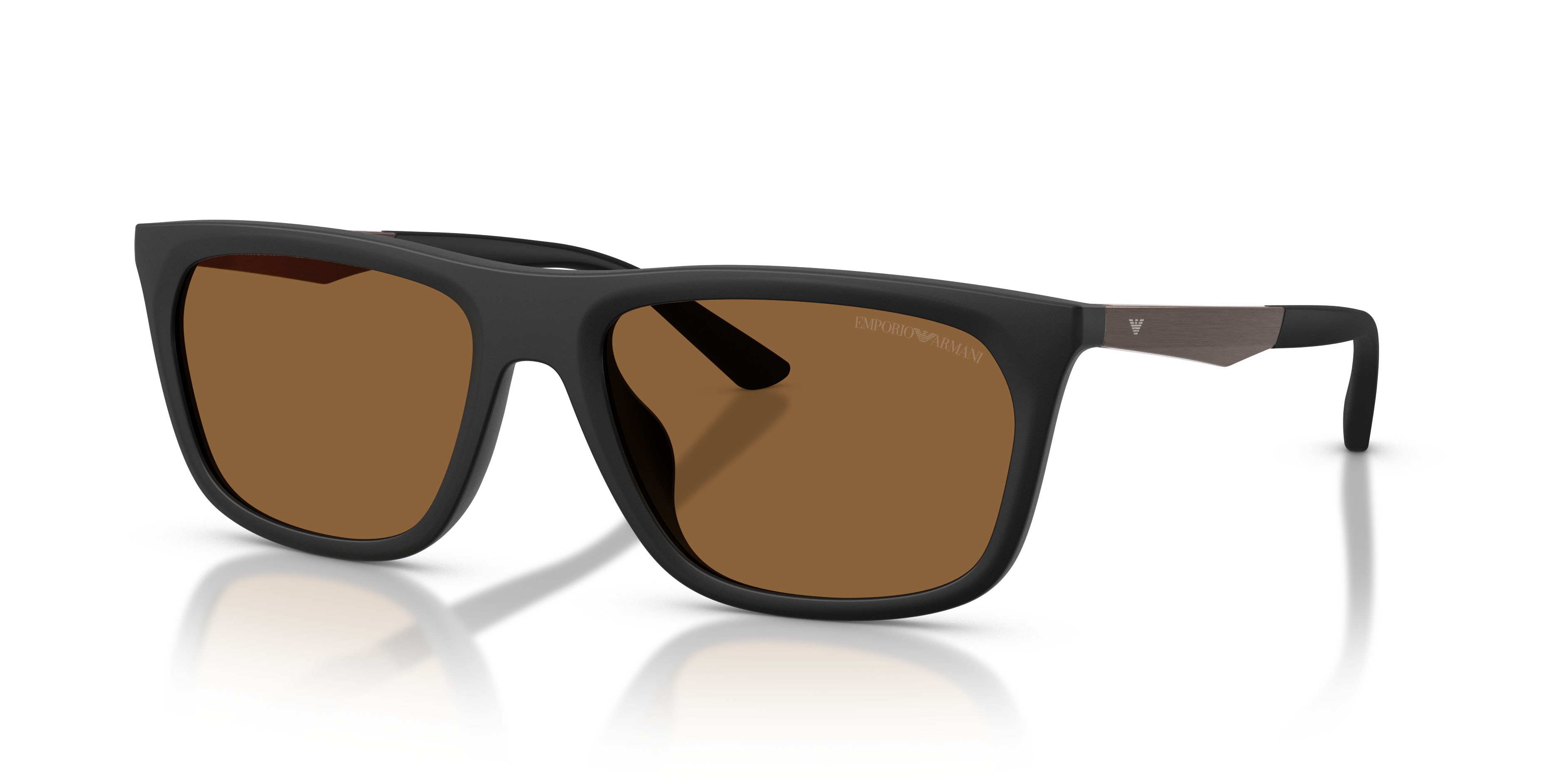 Occhiali da sole Emporio Armani EA 4272U (637573) colore nero opaco forma quadrato lenti marrone
