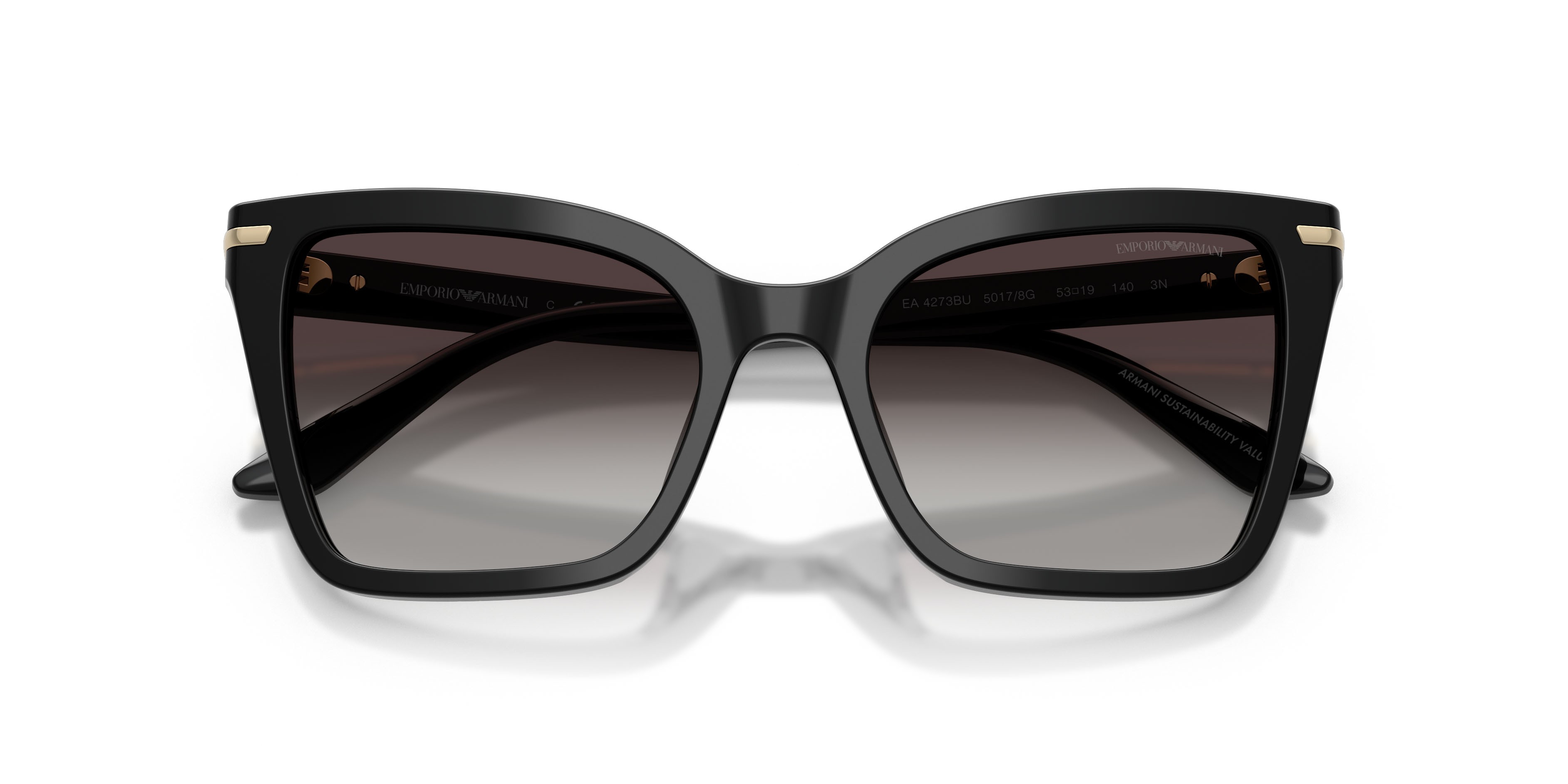 Sunglasses Emporio Armani EA 4273BU (50178G) color nero lucido shape square lenses sfumato grigio