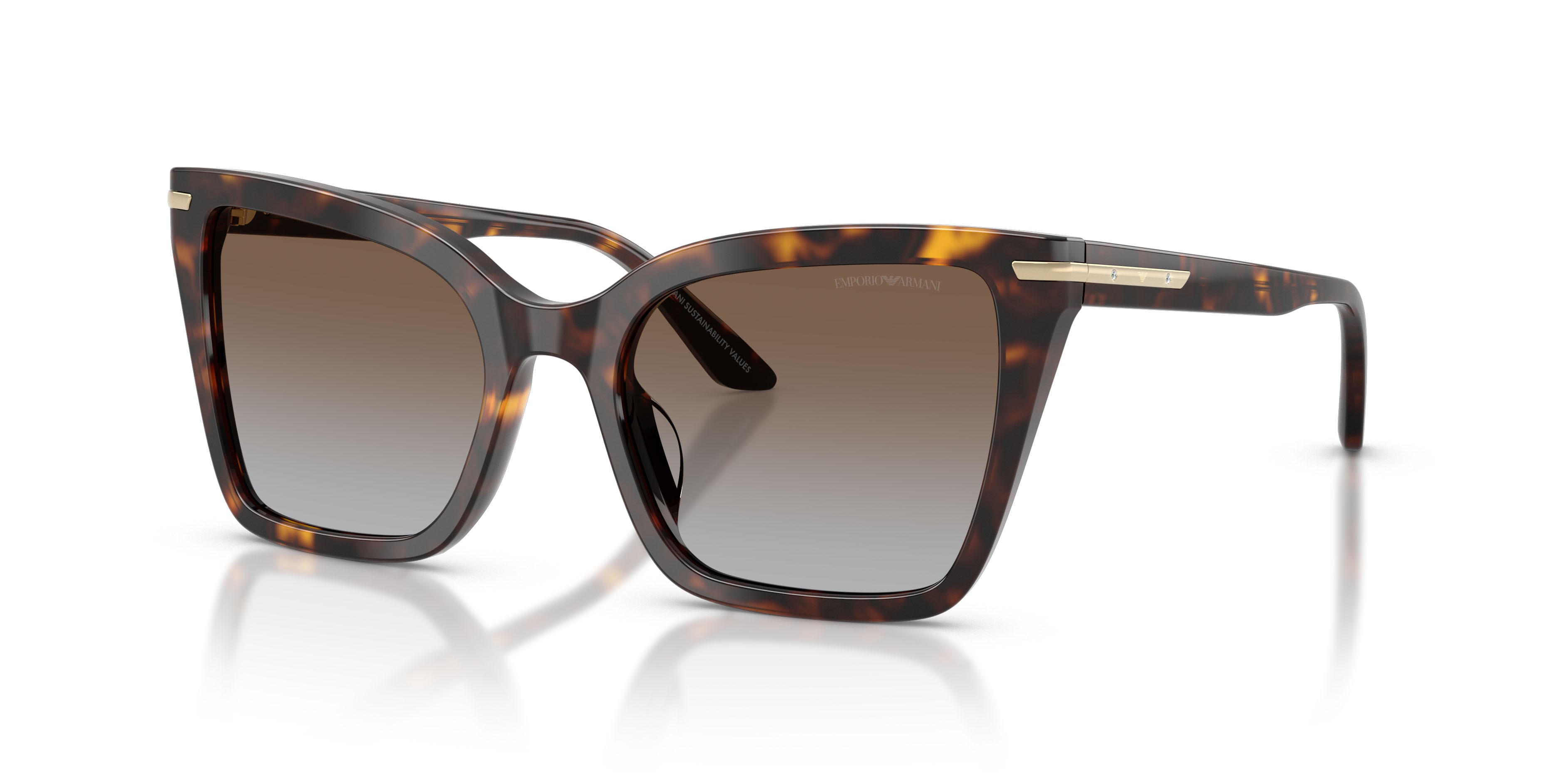 Sunglasses Emporio Armani EA 4273BU (502689) color havana lucido shape square lenses grigio sfumato marrone
