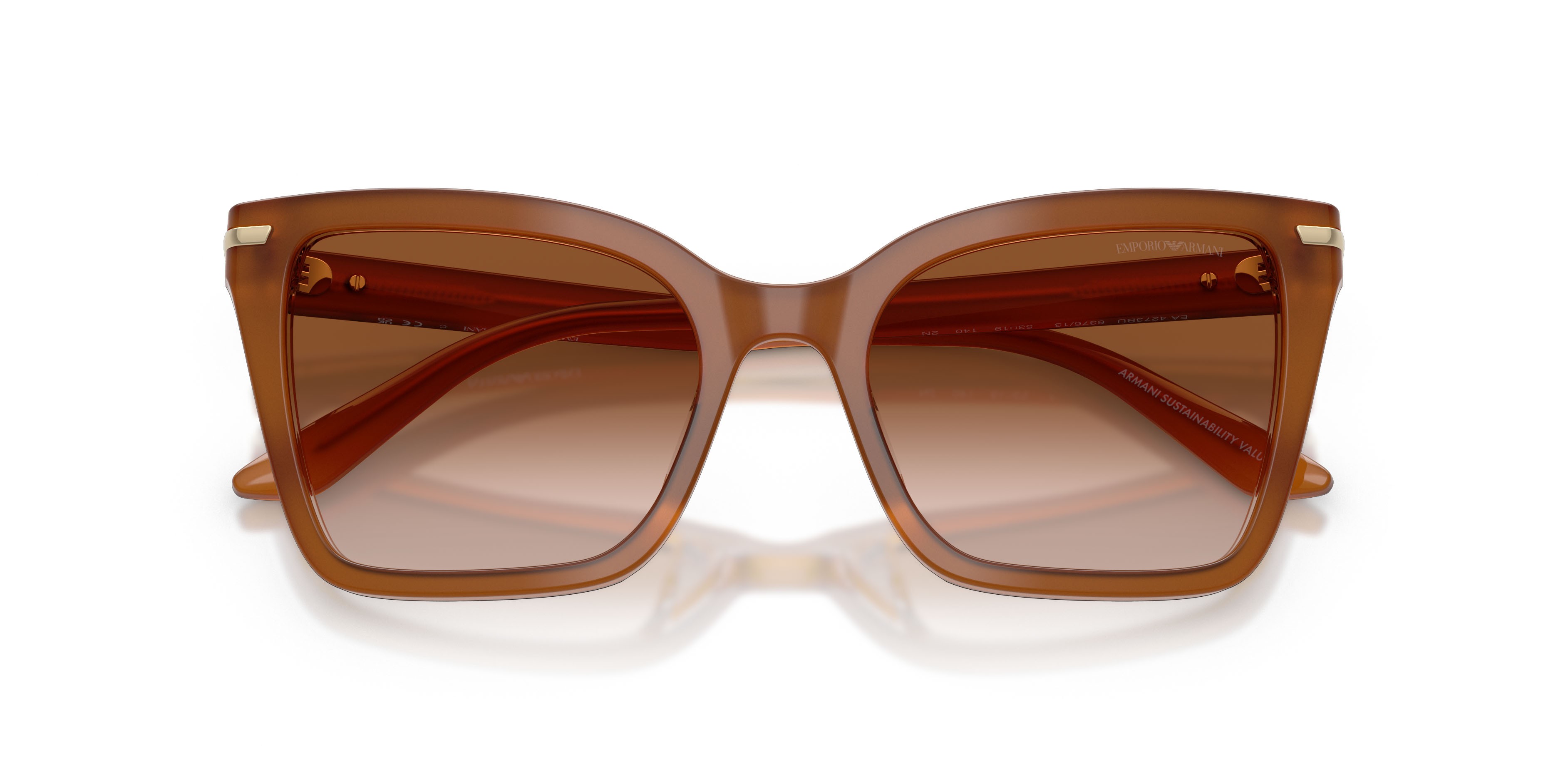 Sunglasses Emporio Armani EA 4273BU (637613) color tabacco shape square lenses marrone sfumato