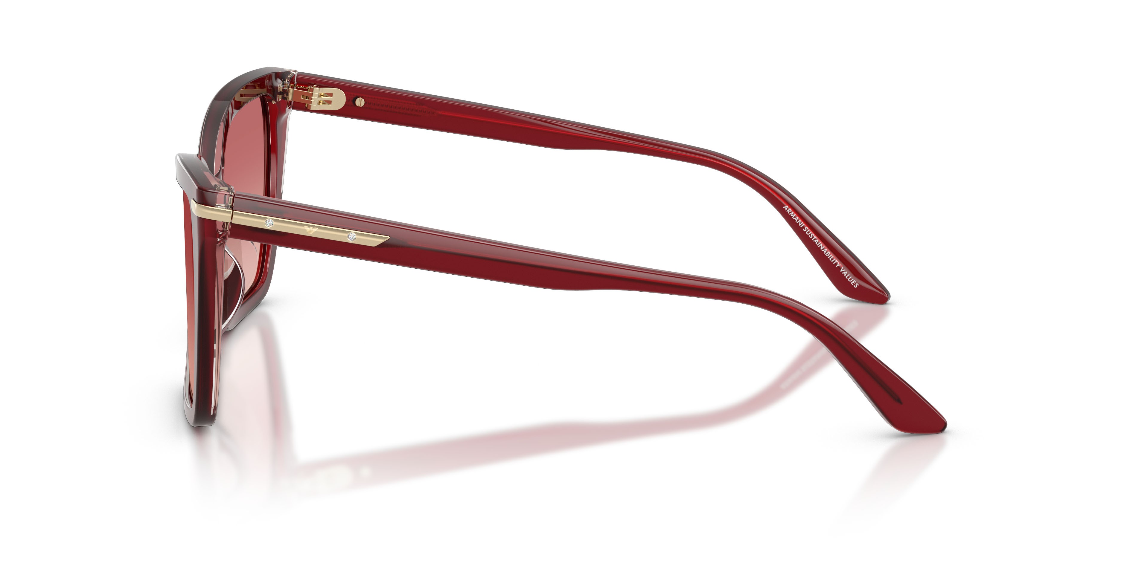 Sunglasses Emporio Armani EA 4273BU (6377A5) color bordeaux lucido shape square lenses rosa sfumato rosso