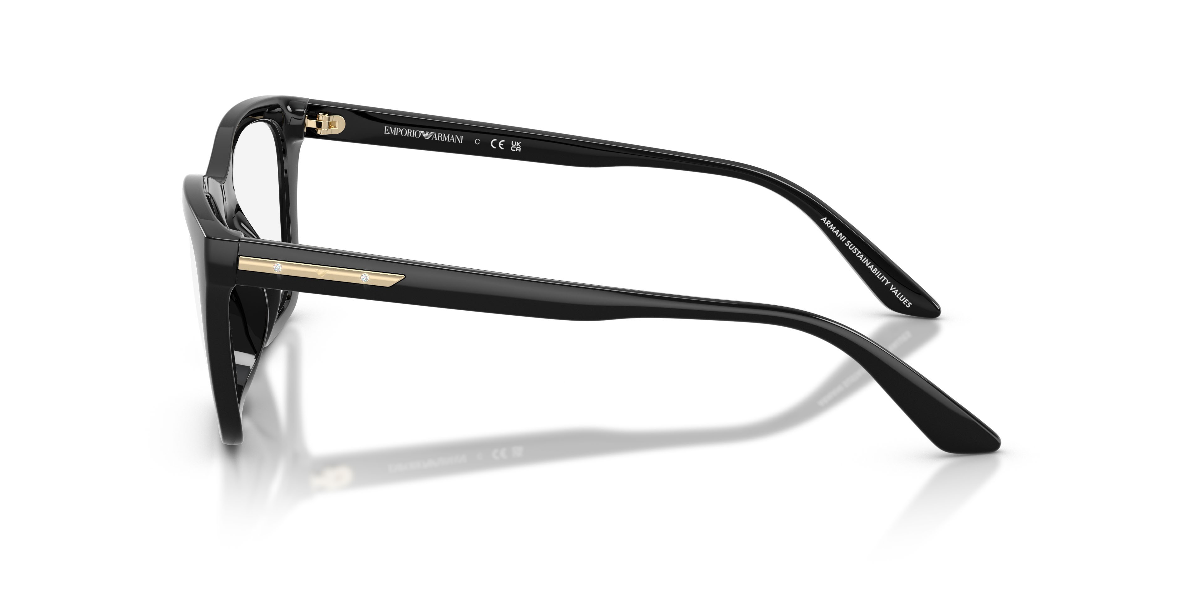 Sunglasses Emporio Armani EA 4274BU (50171W) color nero lucido shape cat eye lenses trasparente