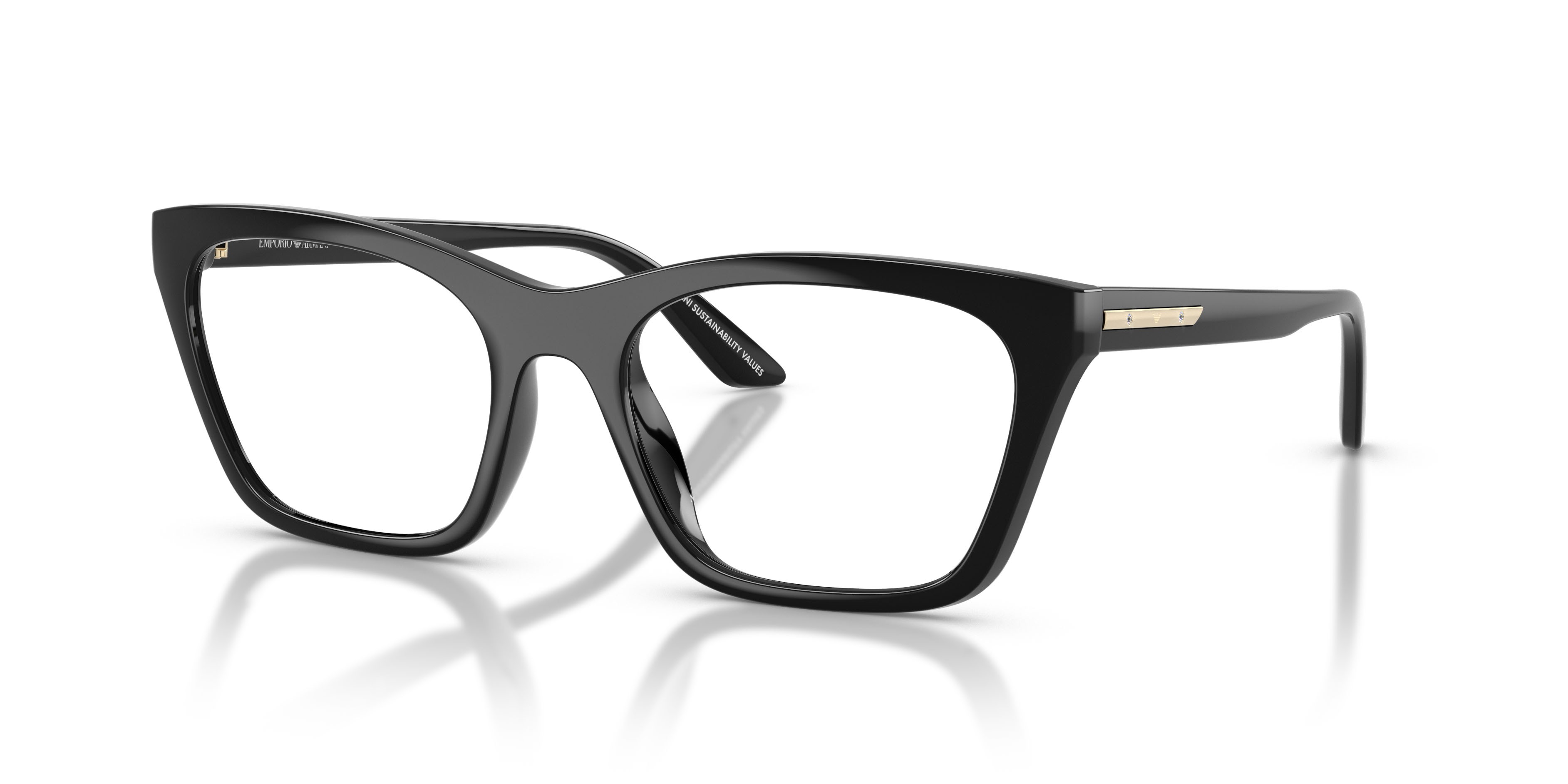 Sunglasses Emporio Armani EA 4274BU (50171W) color nero lucido shape cat eye lenses trasparente