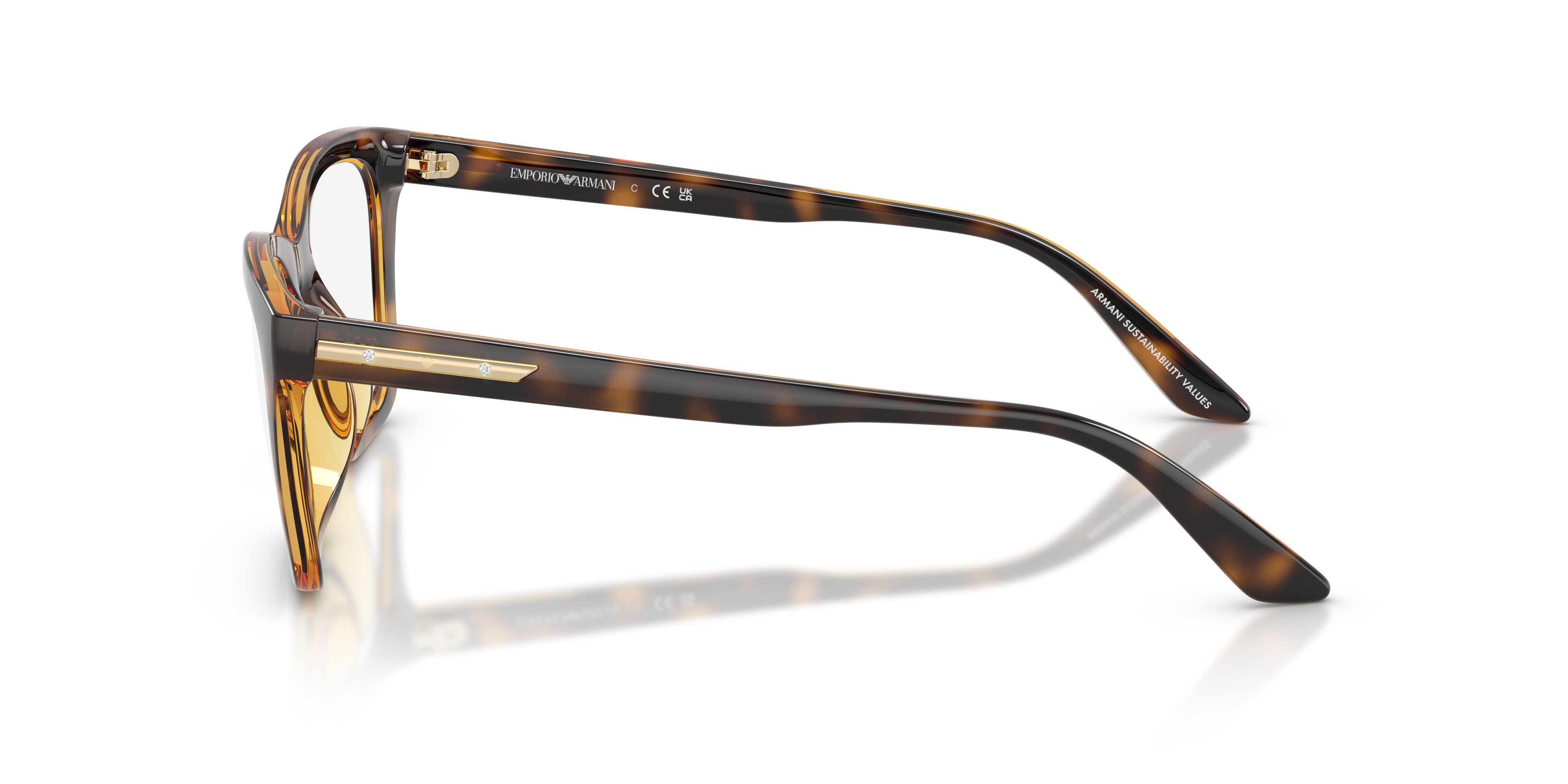 Sunglasses Emporio Armani EA 4274BU (50261W) color havana lucido shape cat eye lenses trasparente