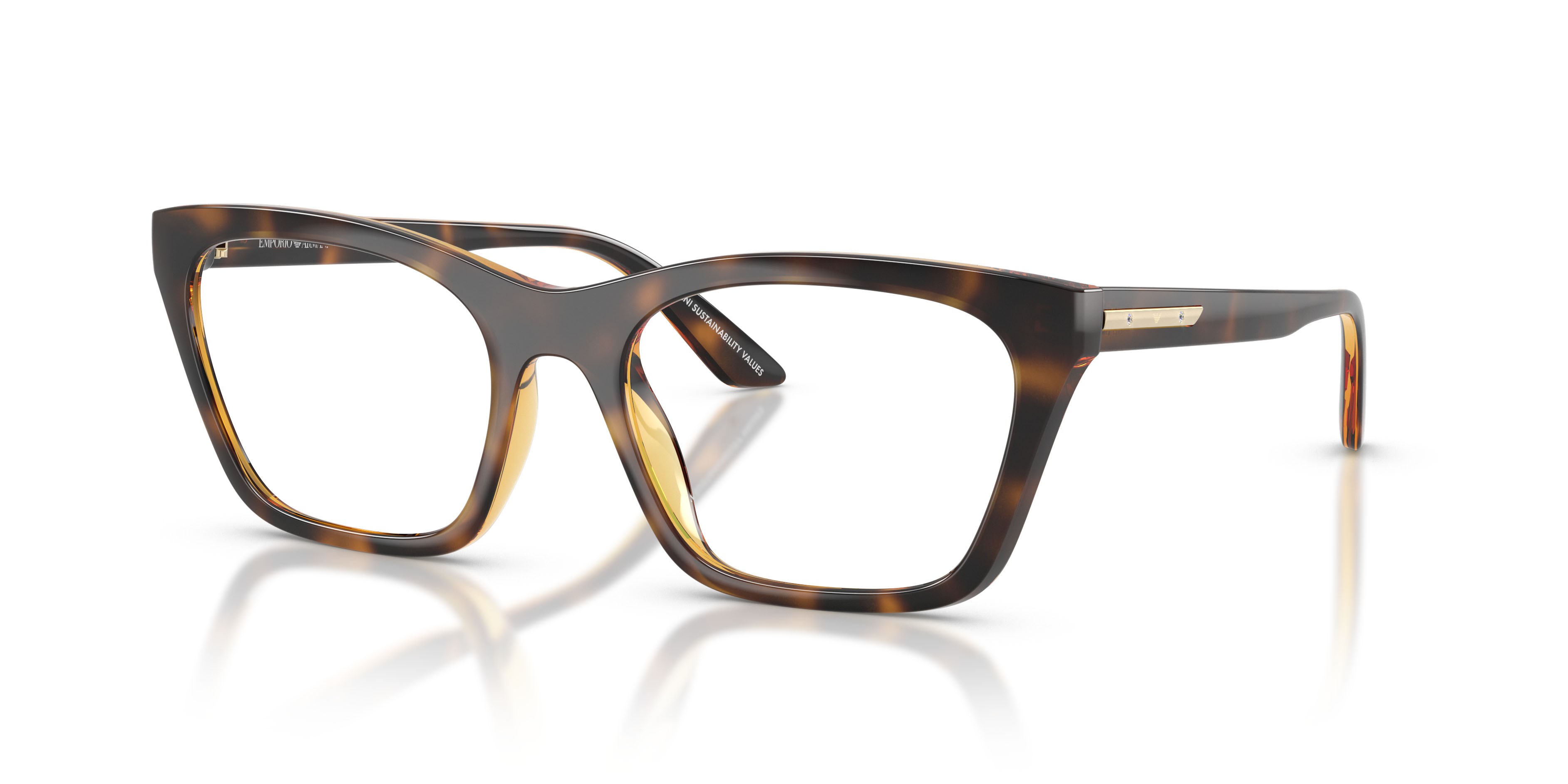 Sunglasses Emporio Armani EA 4274BU (50261W) color havana lucido shape cat eye lenses trasparente