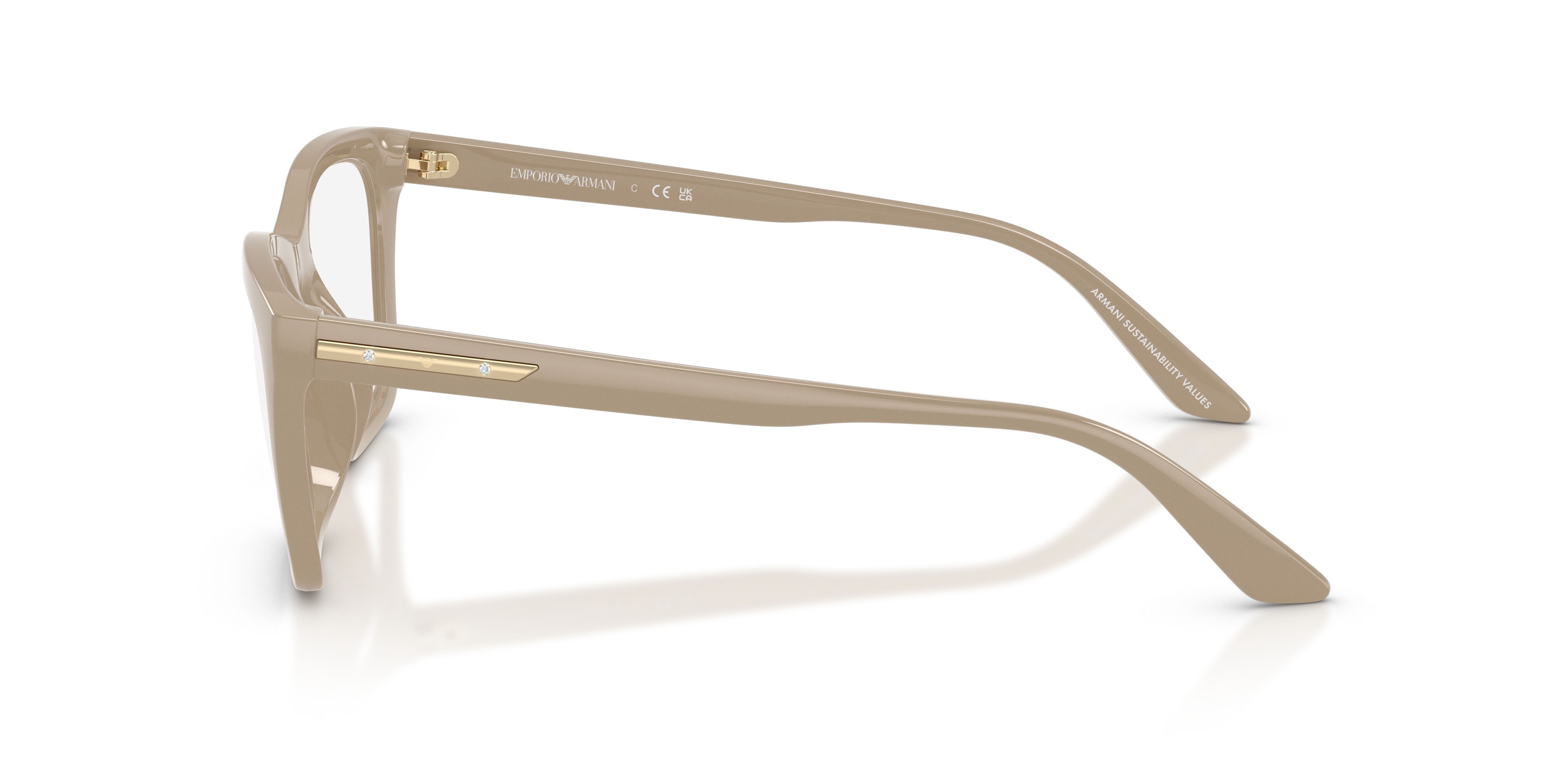 Sunglasses Emporio Armani EA 4274BU (63791W) color tundra brillante shape cat eye lenses trasparente