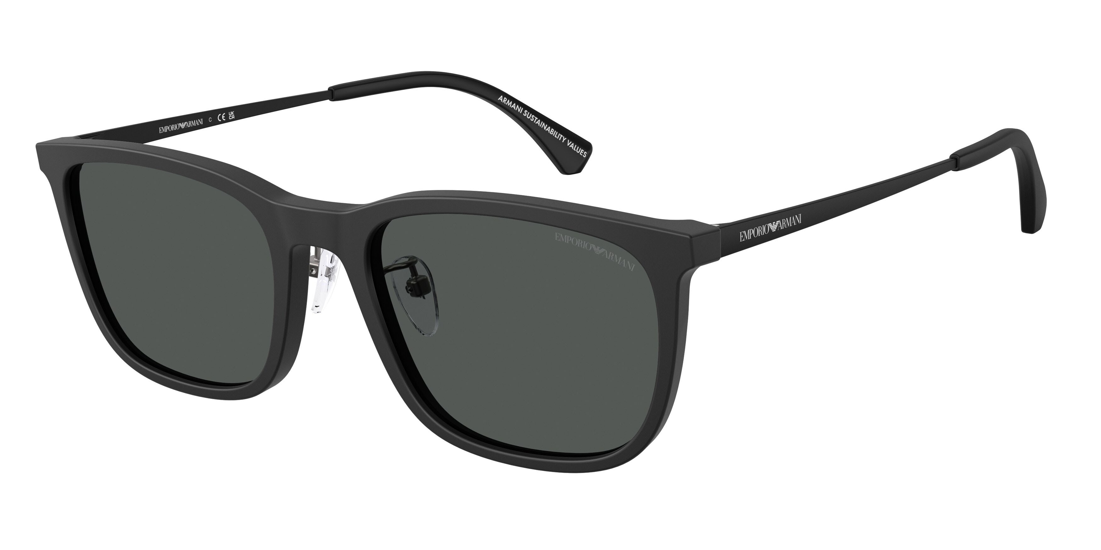 Occhiali da sole Emporio Armani EA 4275D (500187) colore nero opaco forma quadrato lenti grigio scuro