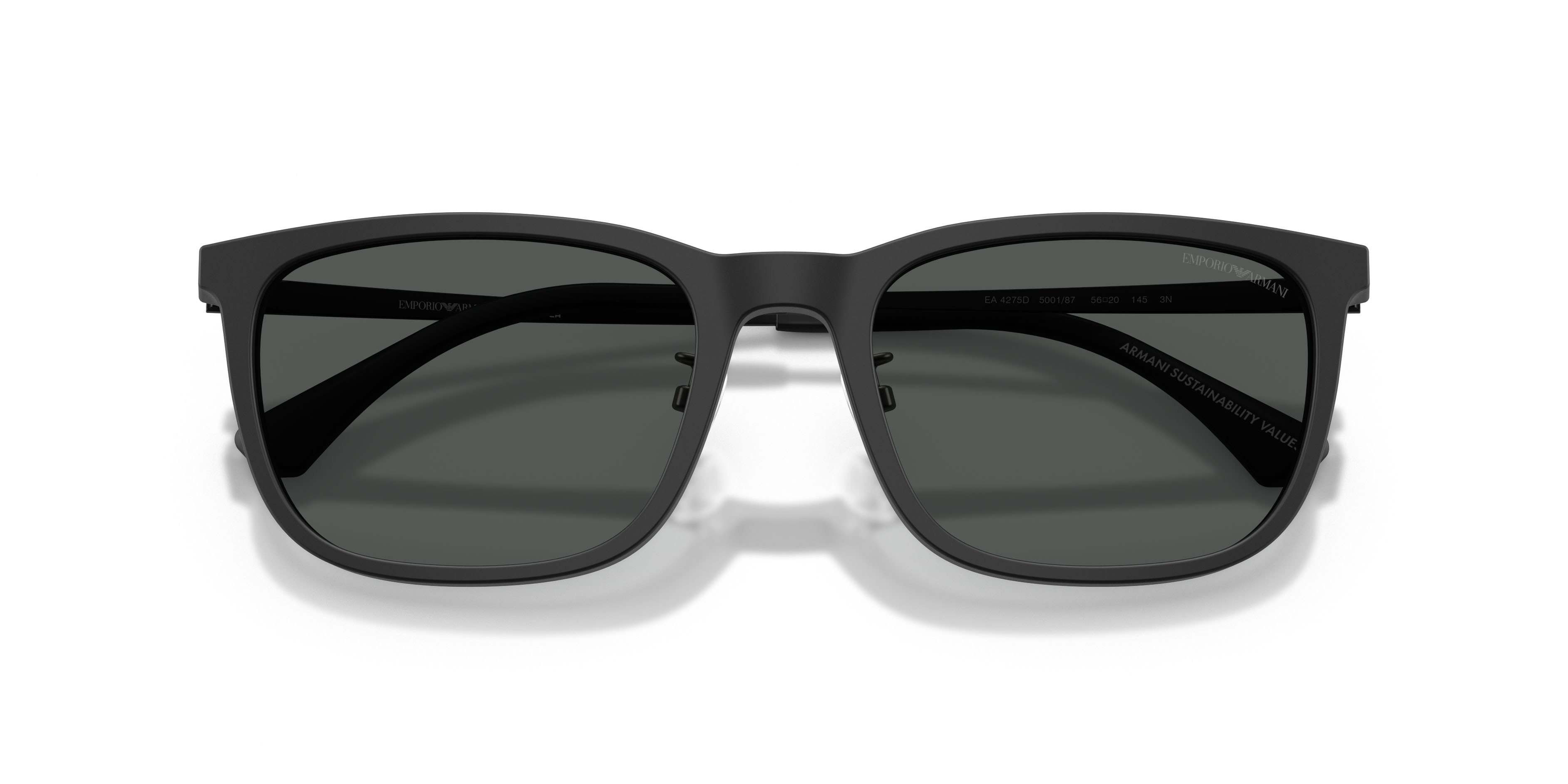 Occhiali da sole Emporio Armani EA 4275D (500187) colore nero opaco forma quadrato lenti grigio scuro