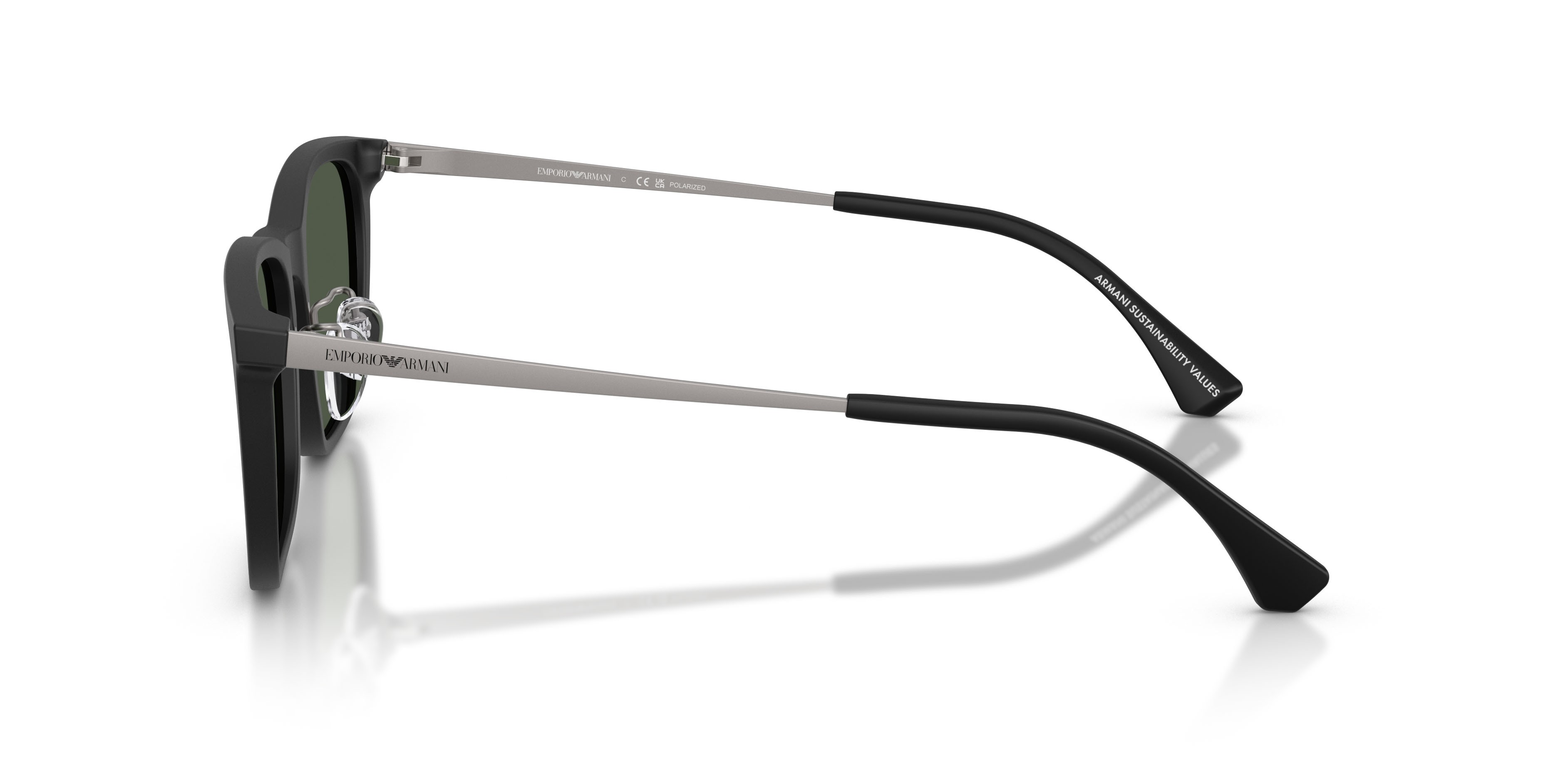 Occhiali da sole Emporio Armani EA 4275D (50019A) colore nero opaco forma quadrato lenti verde scuro polarizzata