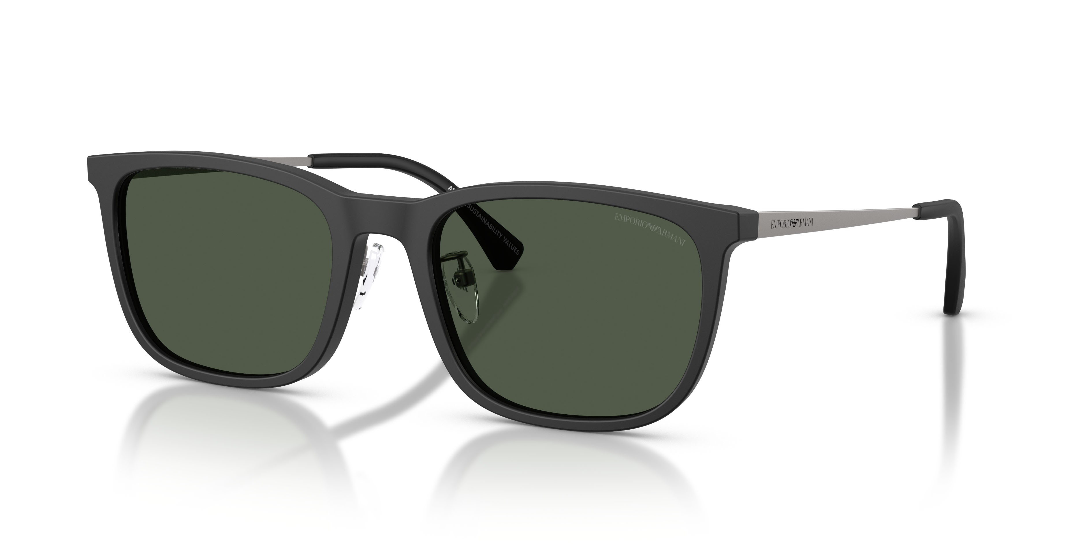 Occhiali da sole Emporio Armani EA 4275D (50019A) colore nero opaco forma quadrato lenti verde scuro polarizzata