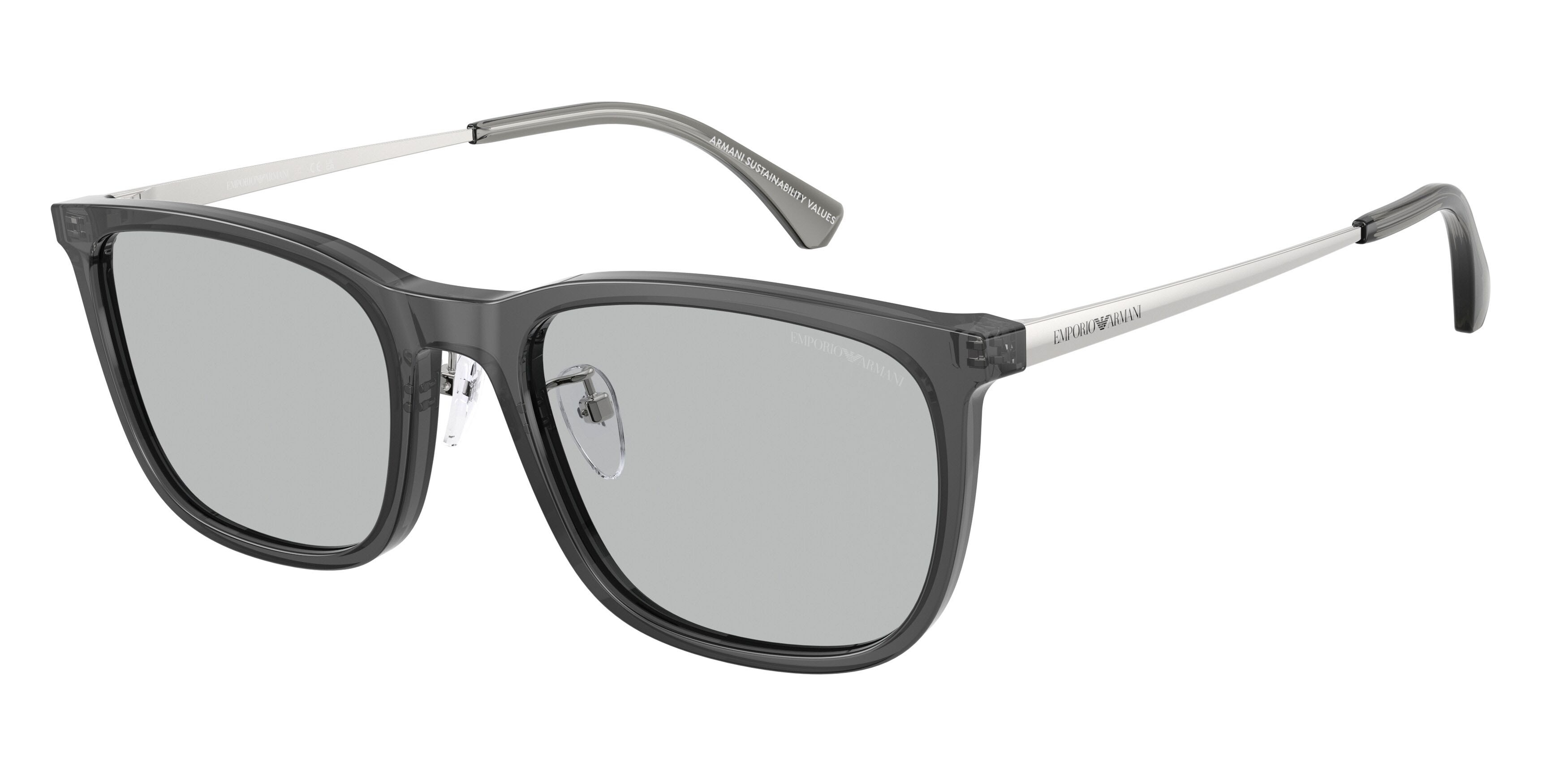 Occhiali da sole Emporio Armani EA 4275D (502987) colore grigio trasparente lucido forma quadrato lenti grigio chiaro