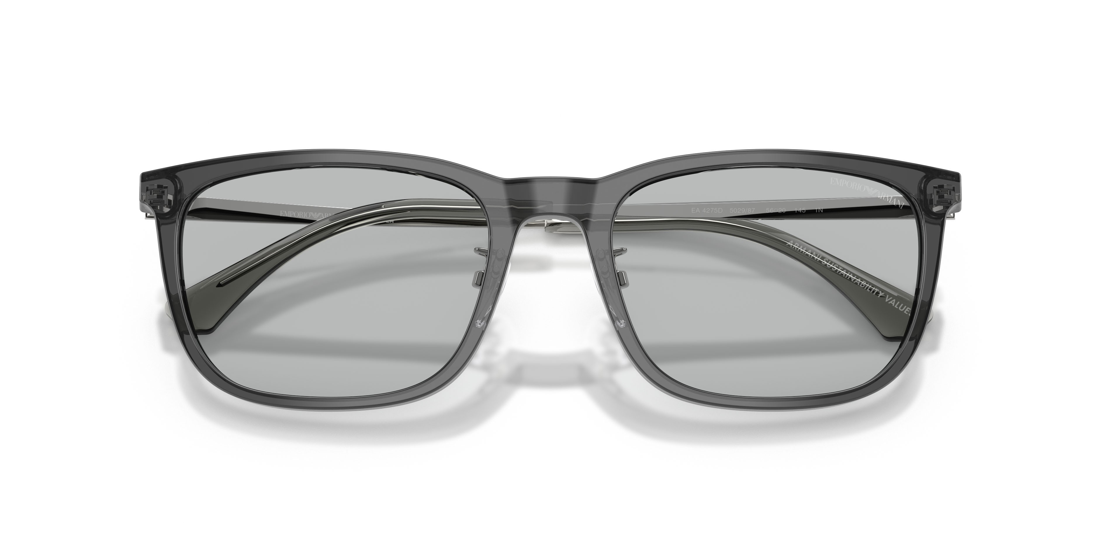 Occhiali da sole Emporio Armani EA 4275D (502987) colore grigio trasparente lucido forma quadrato lenti grigio chiaro