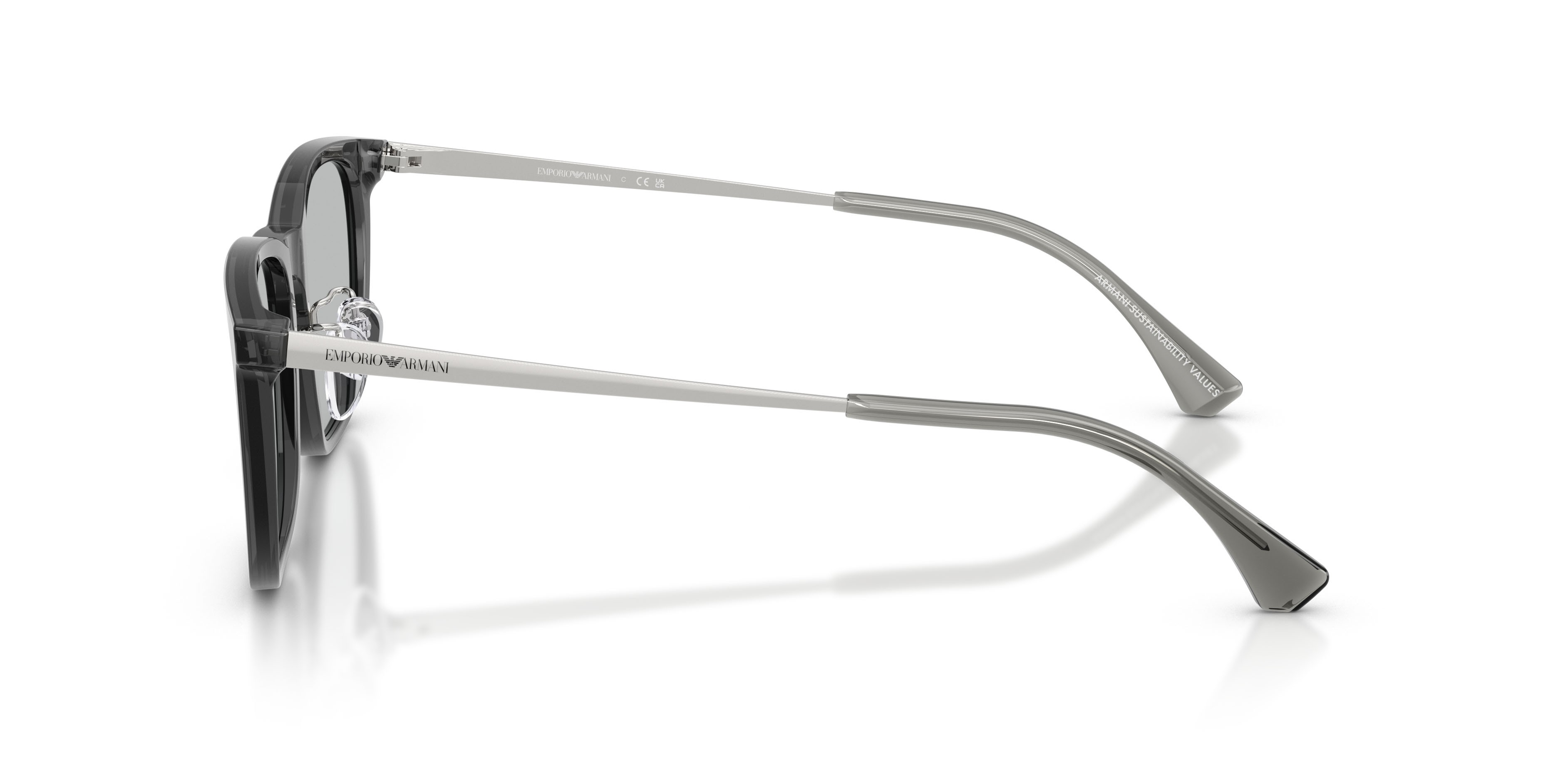 Occhiali da sole Emporio Armani EA 4275D (502987) colore grigio trasparente lucido forma quadrato lenti grigio chiaro