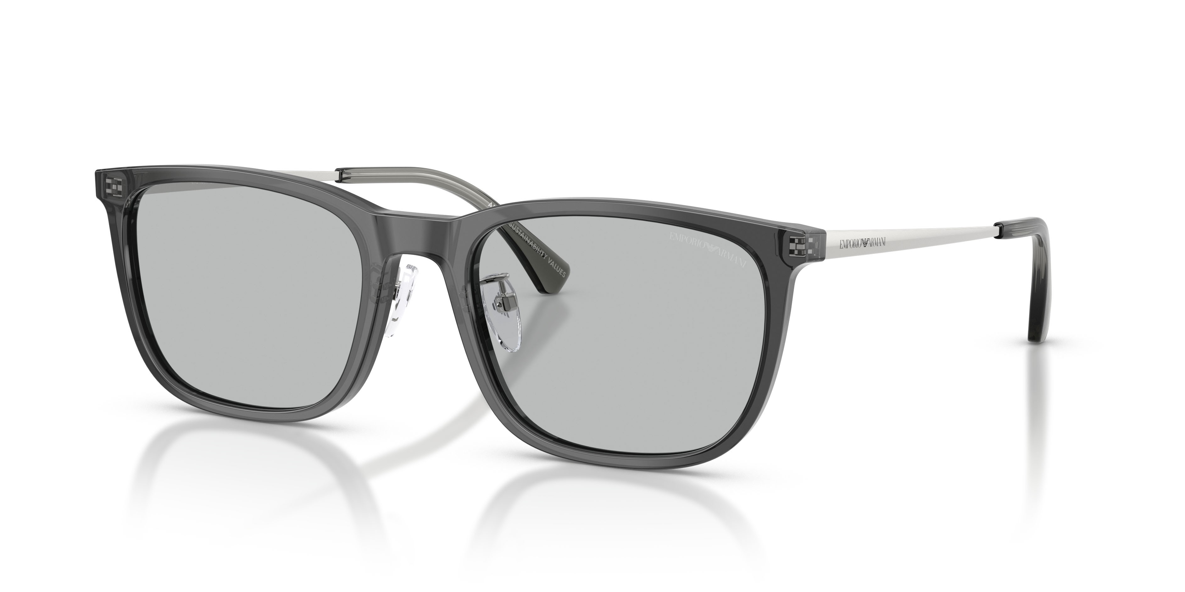 Occhiali da sole Emporio Armani EA 4275D (502987) colore grigio trasparente lucido forma quadrato lenti grigio chiaro
