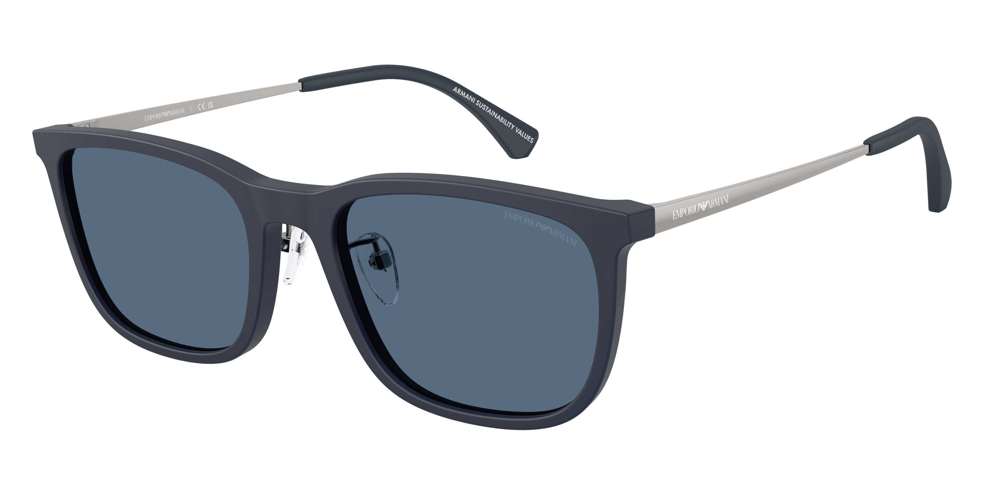 Occhiali da sole Emporio Armani EA 4275D (508880) colore blu opaco forma quadrato lenti blu scuro