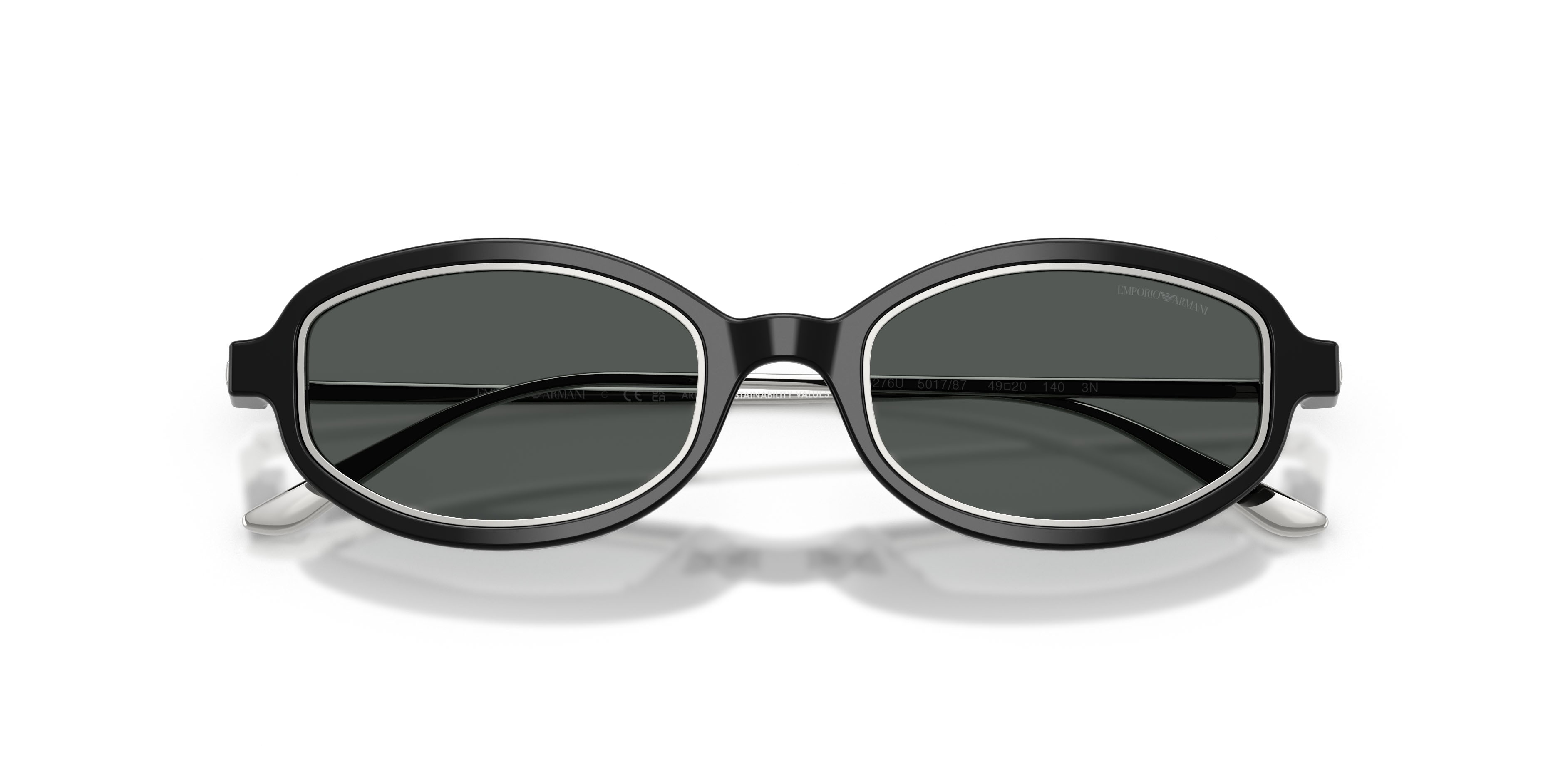 Sunglasses Emporio Armani EA 4276U (501787) color nero lucido shape irregular lenses grigio scuro