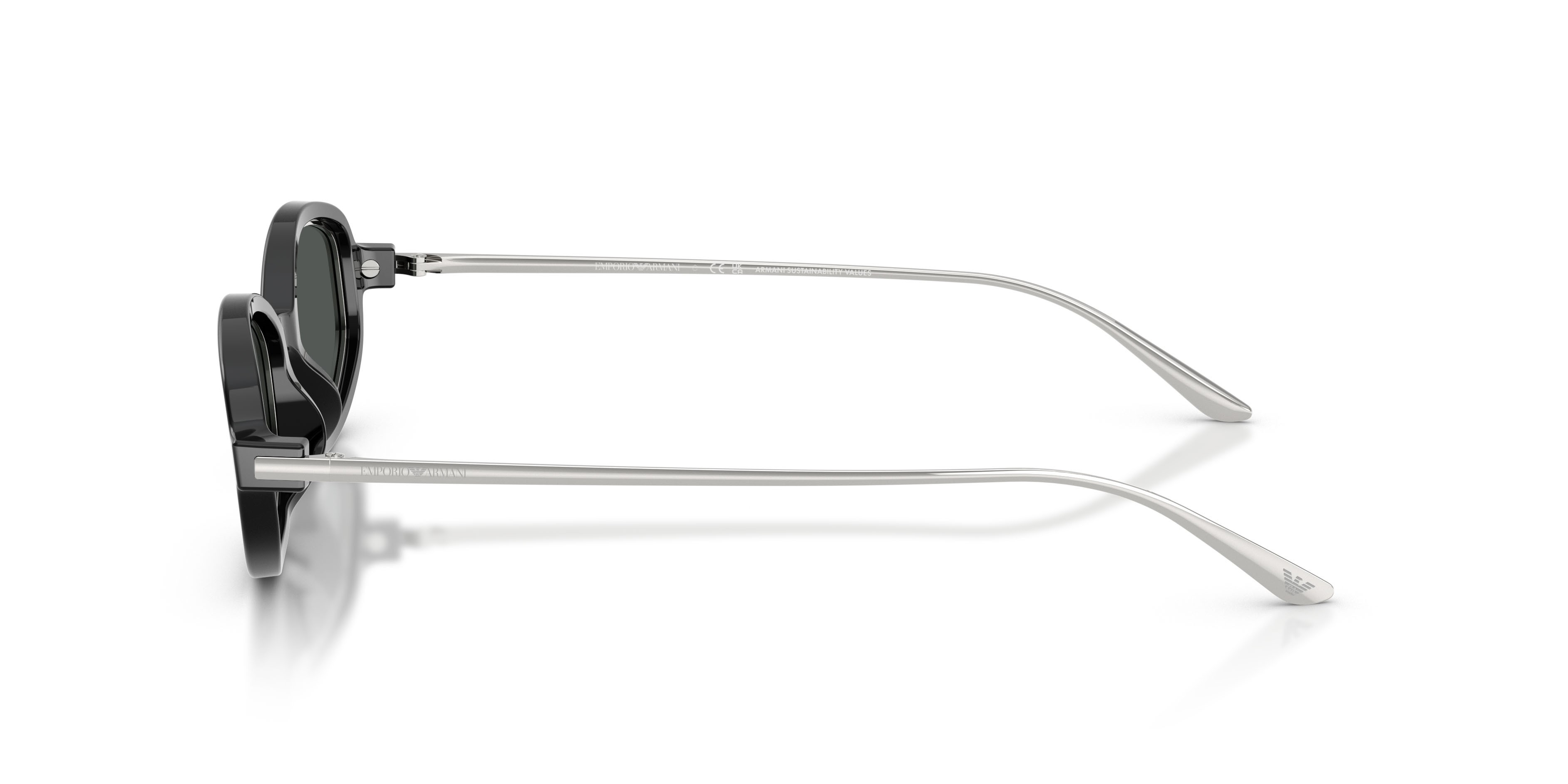 Sunglasses Emporio Armani EA 4276U (501787) color nero lucido shape irregular lenses grigio scuro