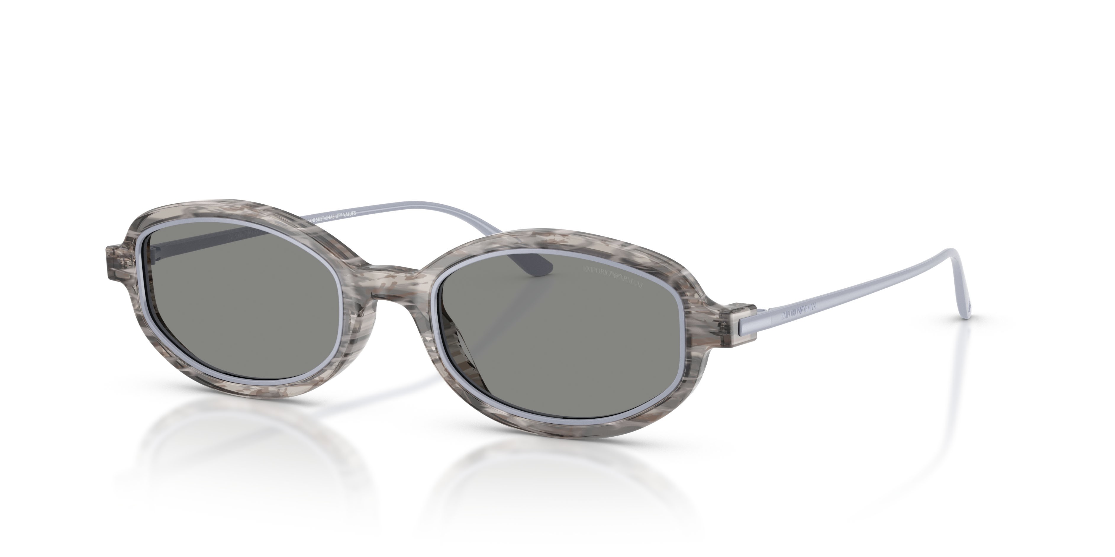 Sunglasses Emporio Armani EA 4276U (642787) color grigio striato lucido shape irregular lenses grigio