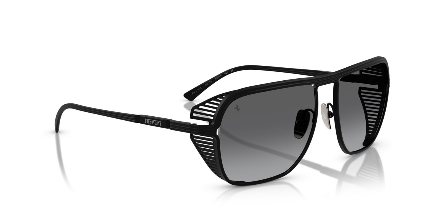 Occhiali da sole Ferrari FH 1014T (301/T3) colore nero opaco forma quadrato lenti polar grigia sfumata