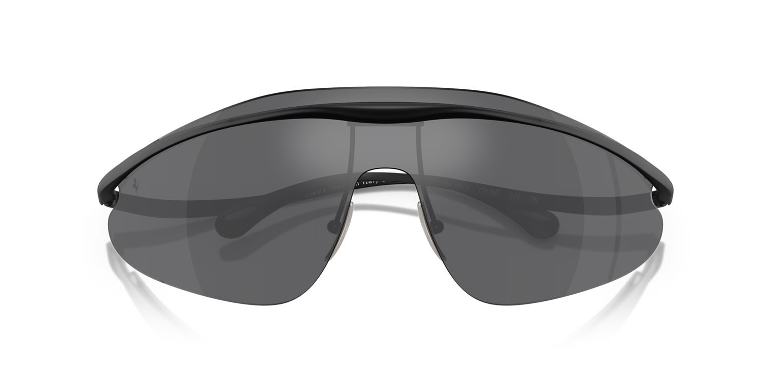 Occhiali da sole Ferrari FH 1015 (101/6G) colore nero opaco forma irregolare lenti argento a specchio