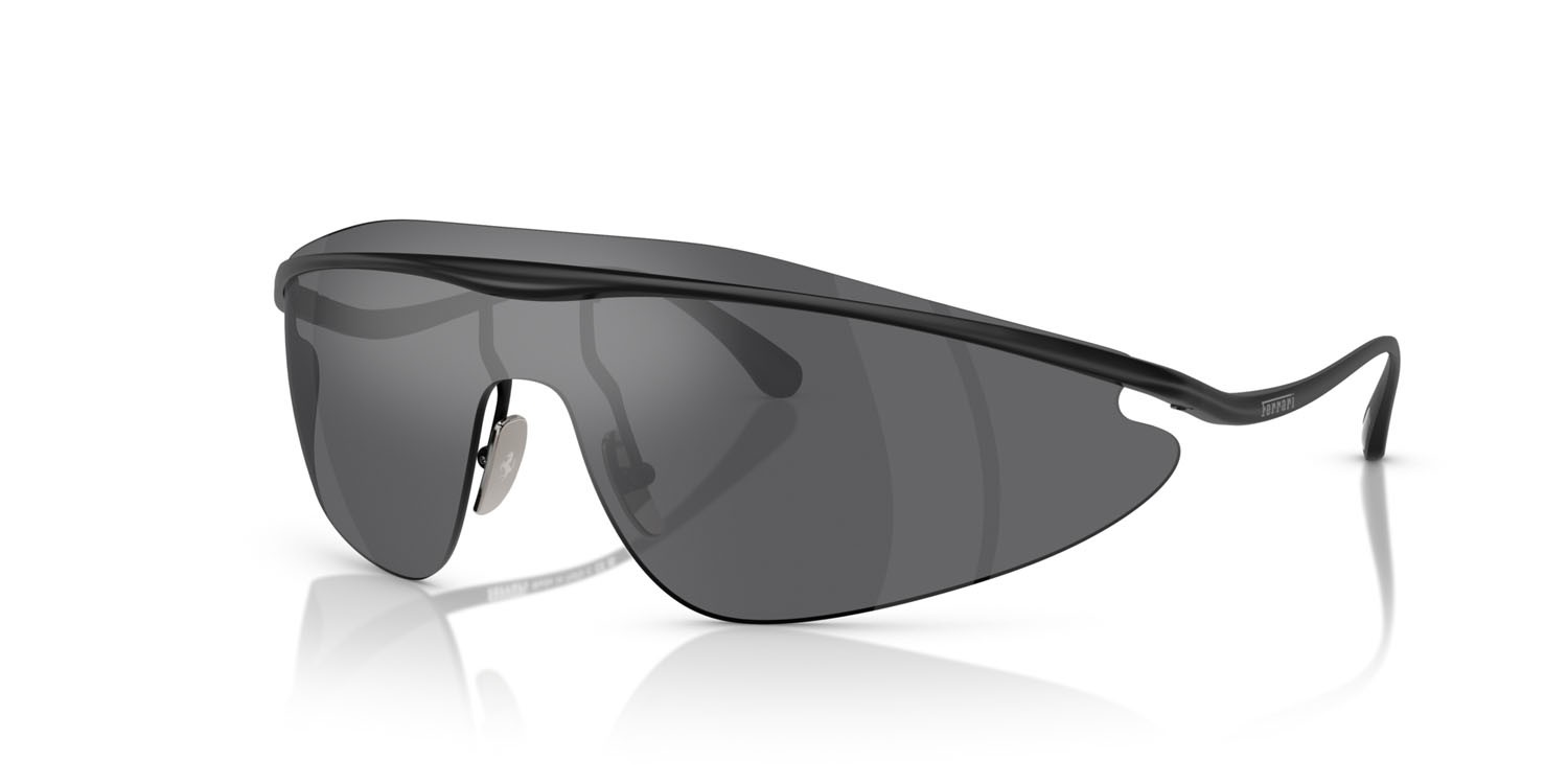 Occhiali da sole Ferrari FH 1015 (101/6G) colore nero opaco forma irregolare lenti argento a specchio