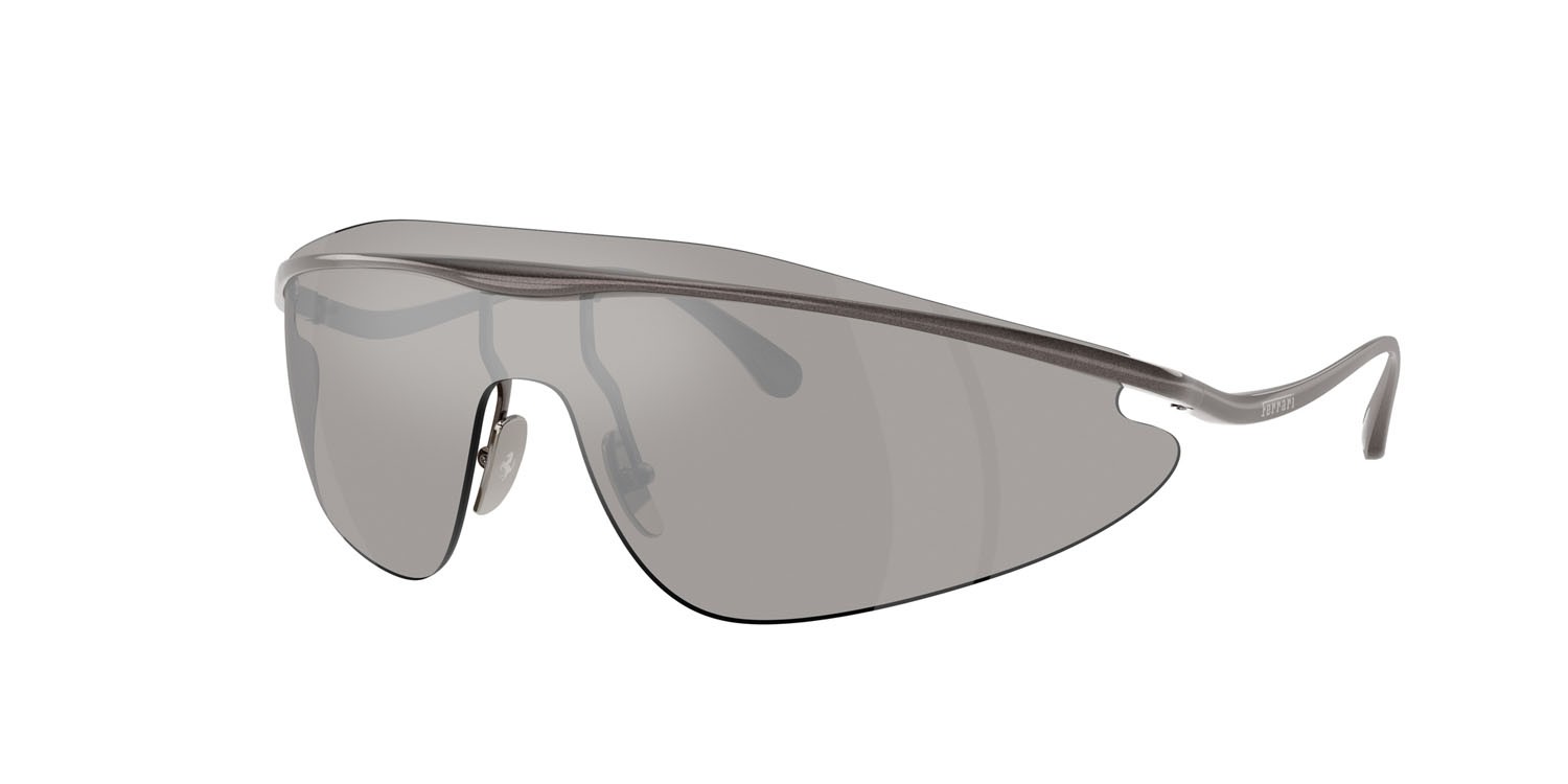 Occhiali da sole Ferrari FH 1015 (117/6G) colore grigio metallizzato forma irregolare lenti argento a specchio