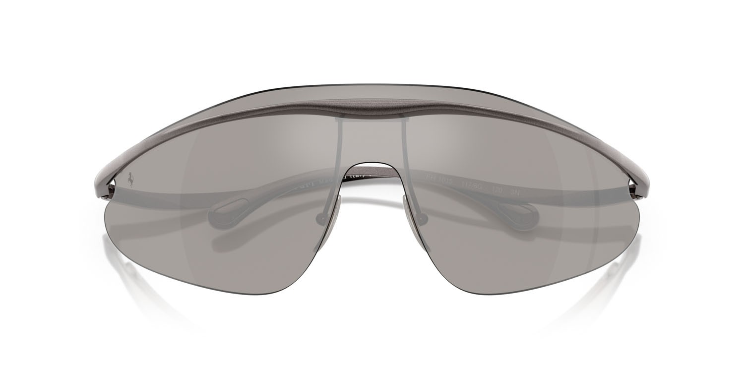 Occhiali da sole Ferrari FH 1015 (117/6G) colore grigio metallizzato forma irregolare lenti argento a specchio