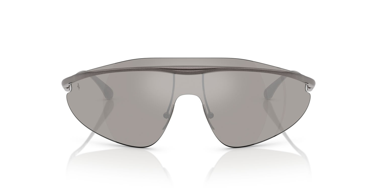 Occhiali da sole Ferrari FH 1015 (117/6G) colore grigio metallizzato forma irregolare lenti argento a specchio