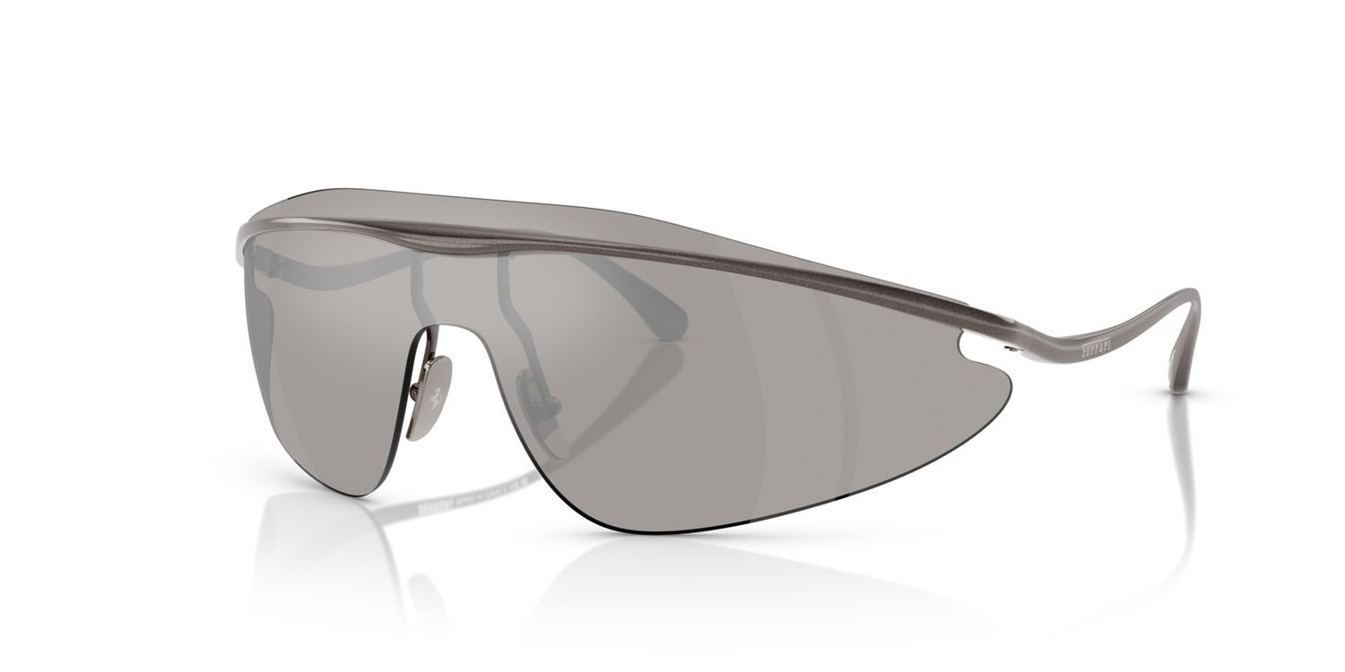 Occhiali da sole Ferrari FH 1015 (117/6G) colore grigio metallizzato forma irregolare lenti argento a specchio