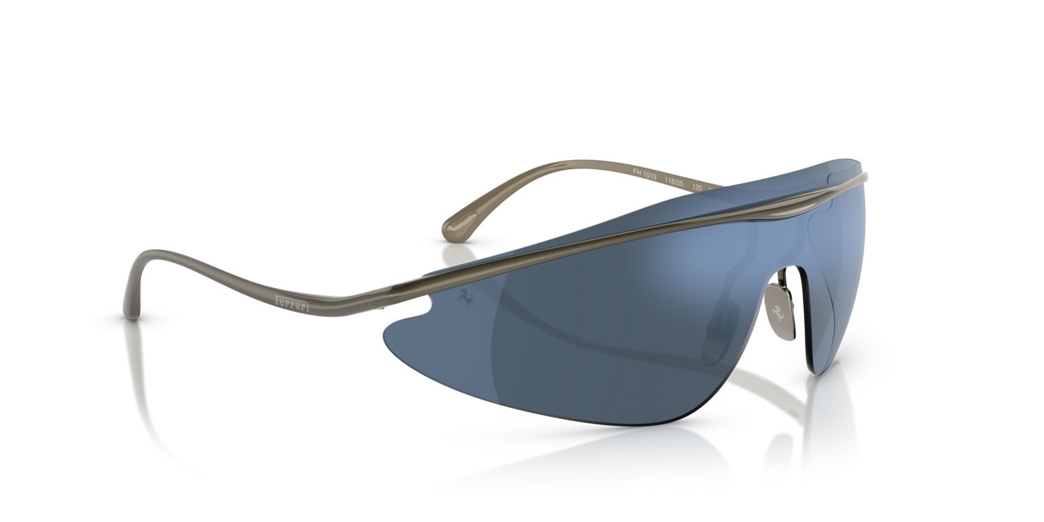 Occhiali da sole Ferrari FH 1015 (118/55) colore gunmetal scuro forma irregolare lenti blu a specchio