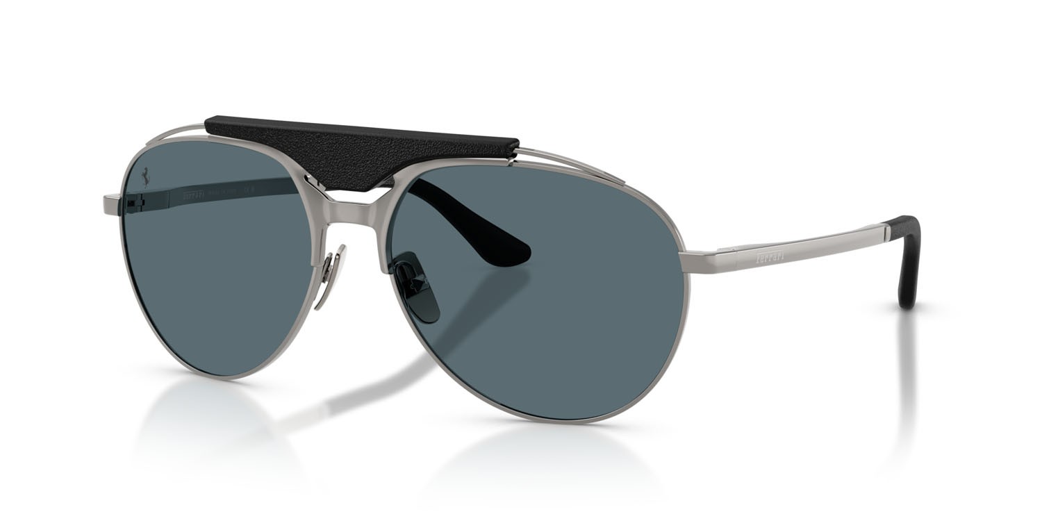 Occhiali da sole Ferrari FH 1020Q (104/R5) colore gunmetal forma aviator lenti blu