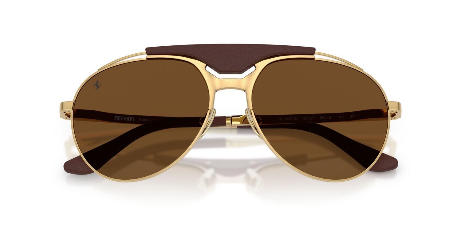 Occhiali da sole Ferrari FH 1020Q (127/57) colore oro forma aviator lenti polarizzata marrone