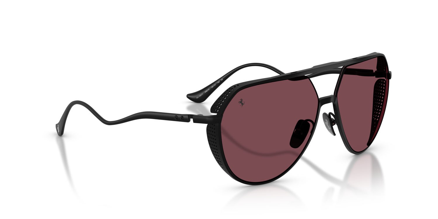 Occhiali da sole Ferrari FH 1021T (308/1E) colore nero opaco forma aviator lenti rosso