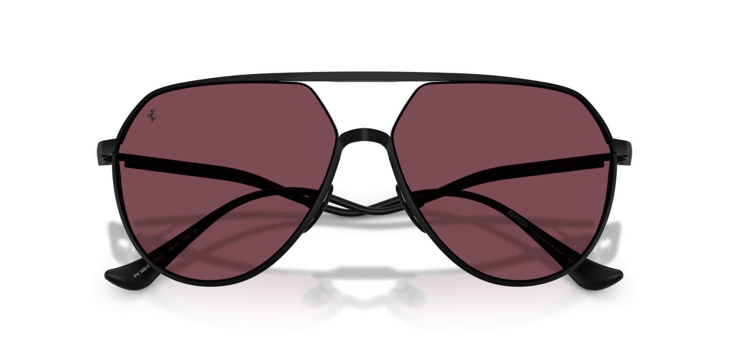 Occhiali da sole Ferrari FH 1021T (308/1E) colore nero opaco forma aviator lenti rosso