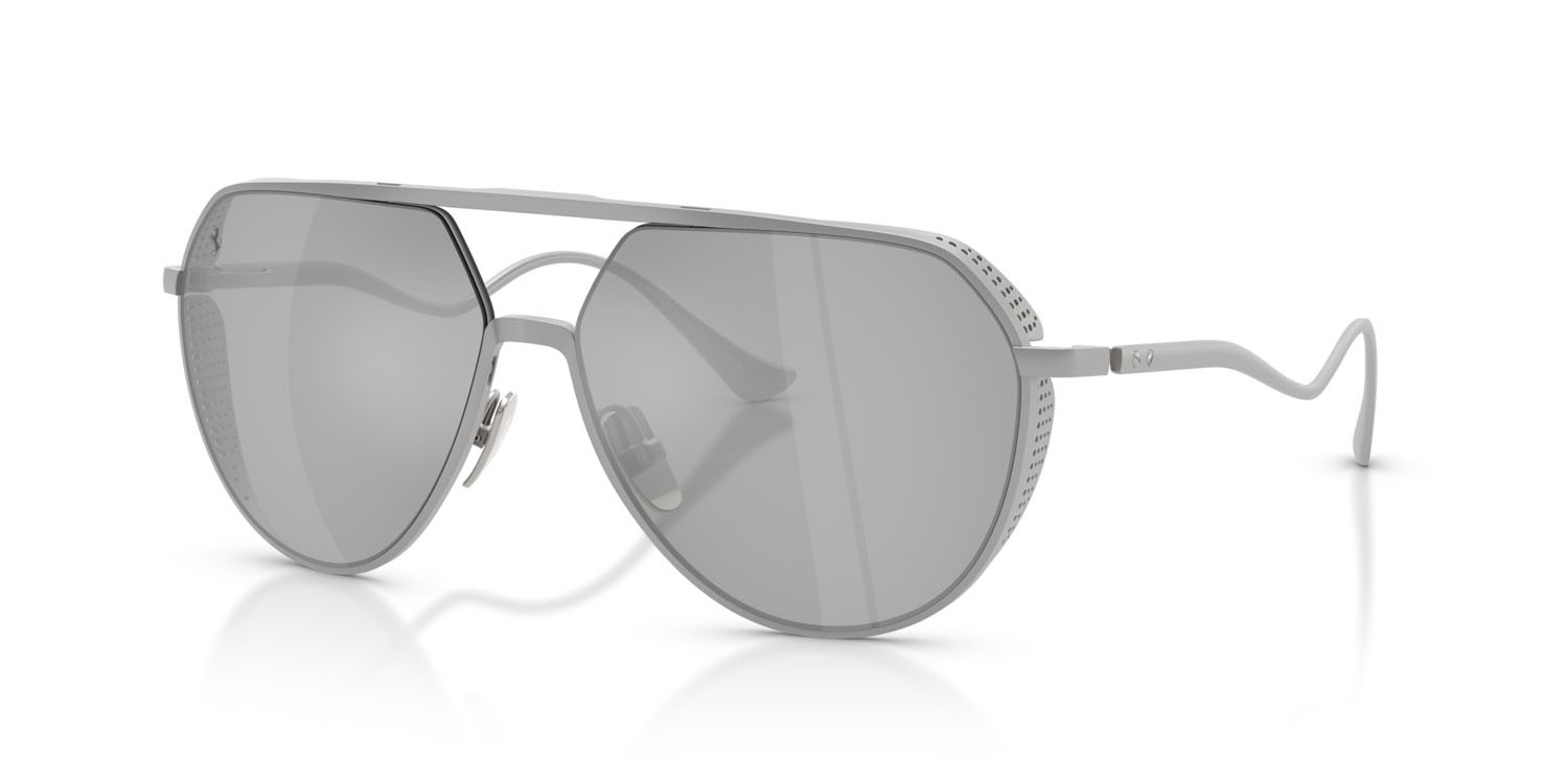 Occhiali da sole Ferrari FH 1021T (312/8V) colore argento opaco forma aviator lenti argento specchiato