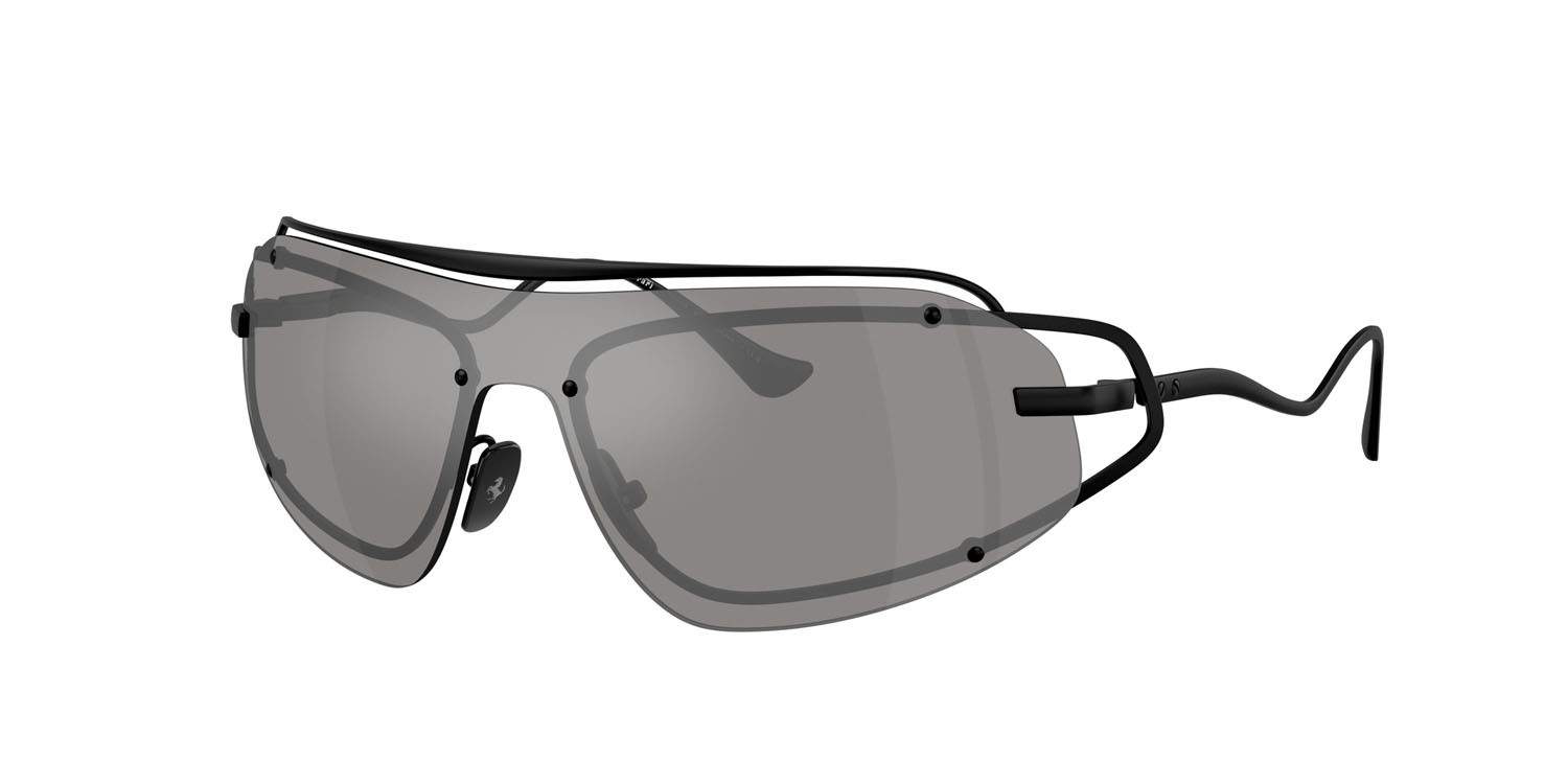 Occhiali da sole Ferrari FH 1023T (308/88) colore nero opaco forma rettangolare lenti grigio sfumato argento a specchio