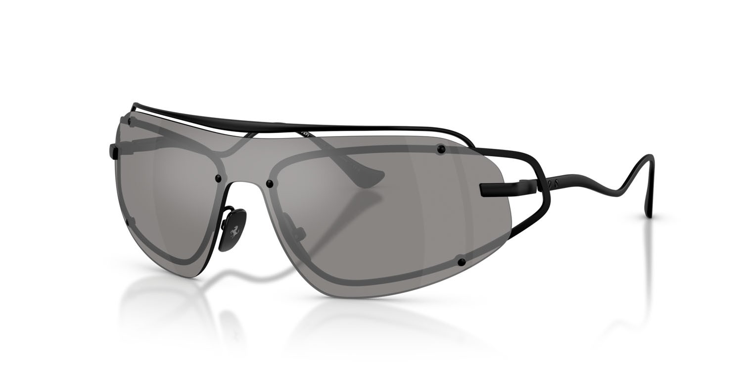 Occhiali da sole Ferrari FH 1023T (308/88) colore nero opaco forma rettangolare lenti grigio sfumato argento a specchio