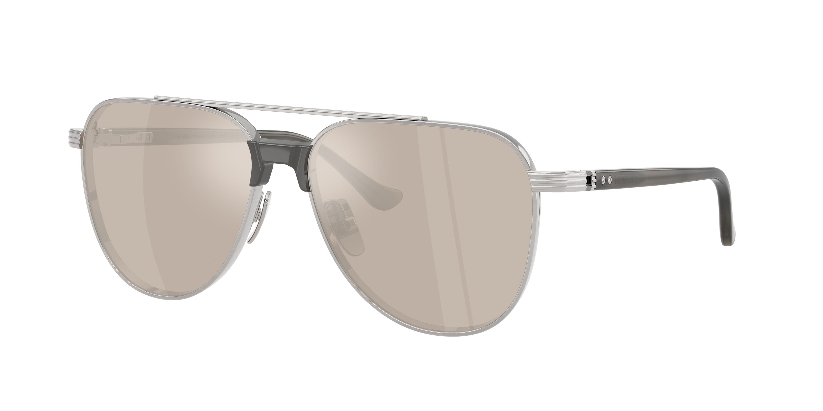 Occhiali da sole Ferrari FH 1028T (303/0V) colore argento spazzolato forma aviator lenti oro bianco trasparente