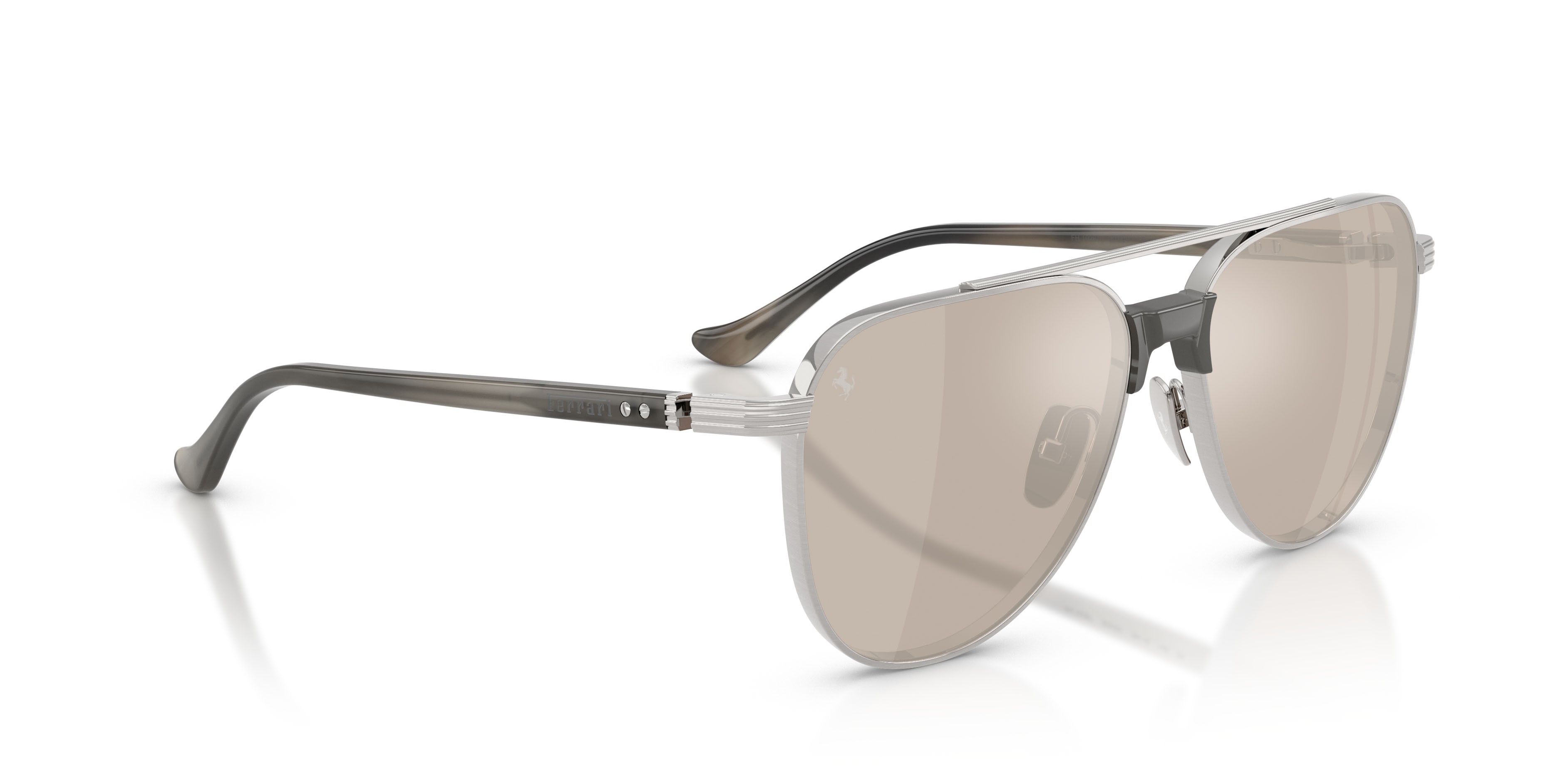 Occhiali da sole Ferrari FH 1028T (303/0V) colore argento spazzolato forma aviator lenti oro bianco trasparente